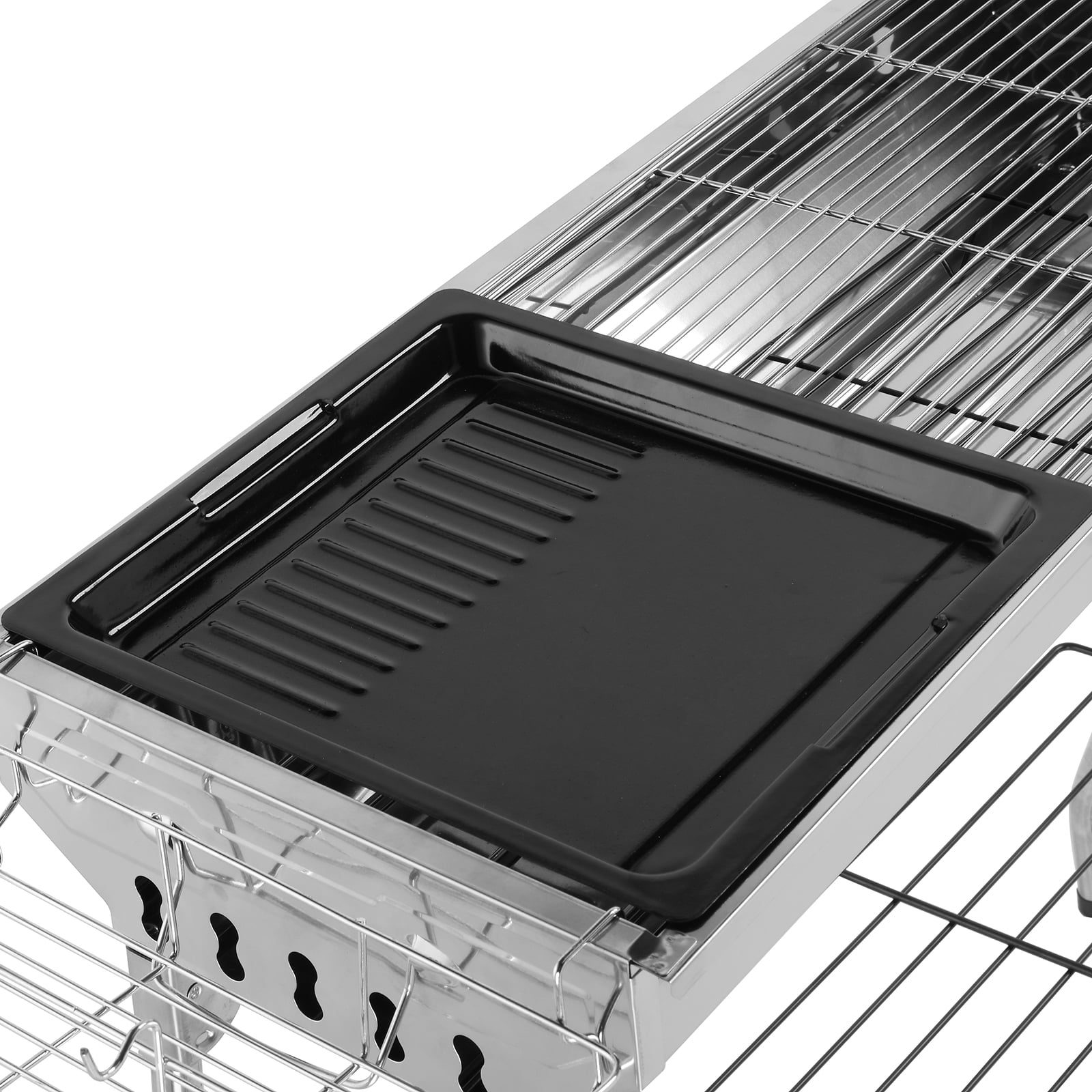 UBesGoo Portable Charcoal BBQ Grill, Heavy-Duty Stainless Steel Foldable Camping Grill (Silver, 39 in) t4a4c