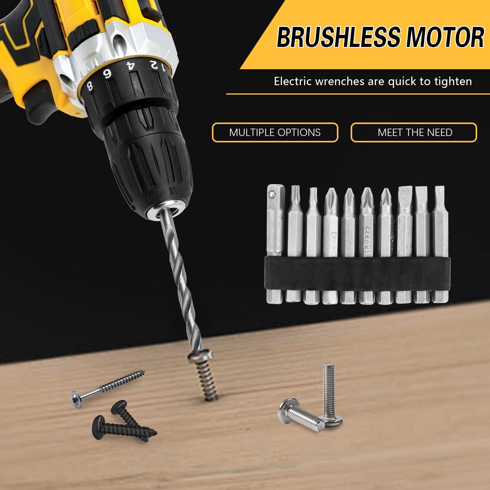 CATGOOD 21V Electric Power Drill and Tool Set (Yellow, 120-Piece Set) er2yg