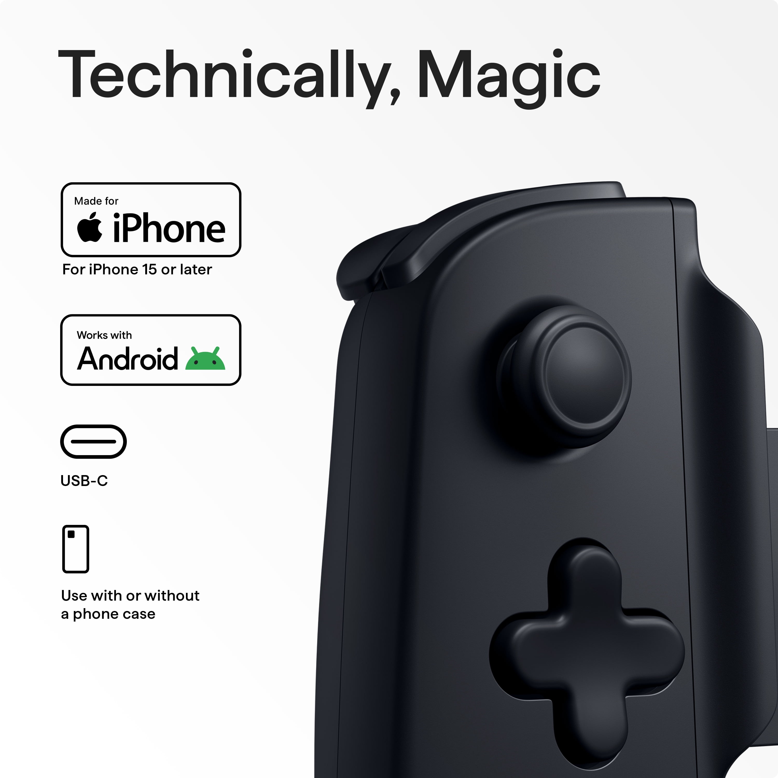Backbone One Mobile Gaming Controller for Android and iPhone 15/16 Series (USB-C, Black) j2u37