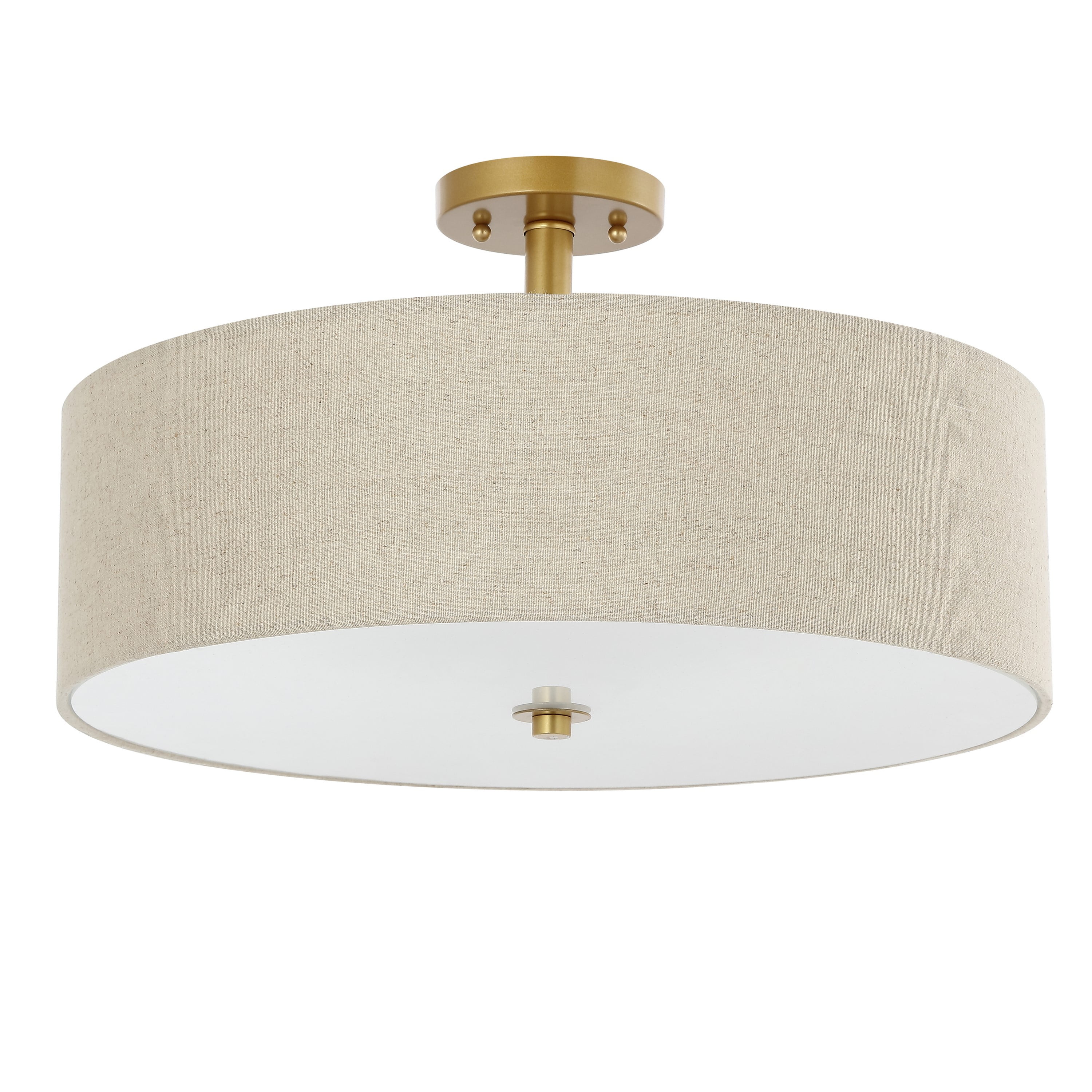 Safavieh Jolana Modern 3-Light Flush Mount Ceiling Fixture with Cotton Shade (Gold, 20 in) msjdj