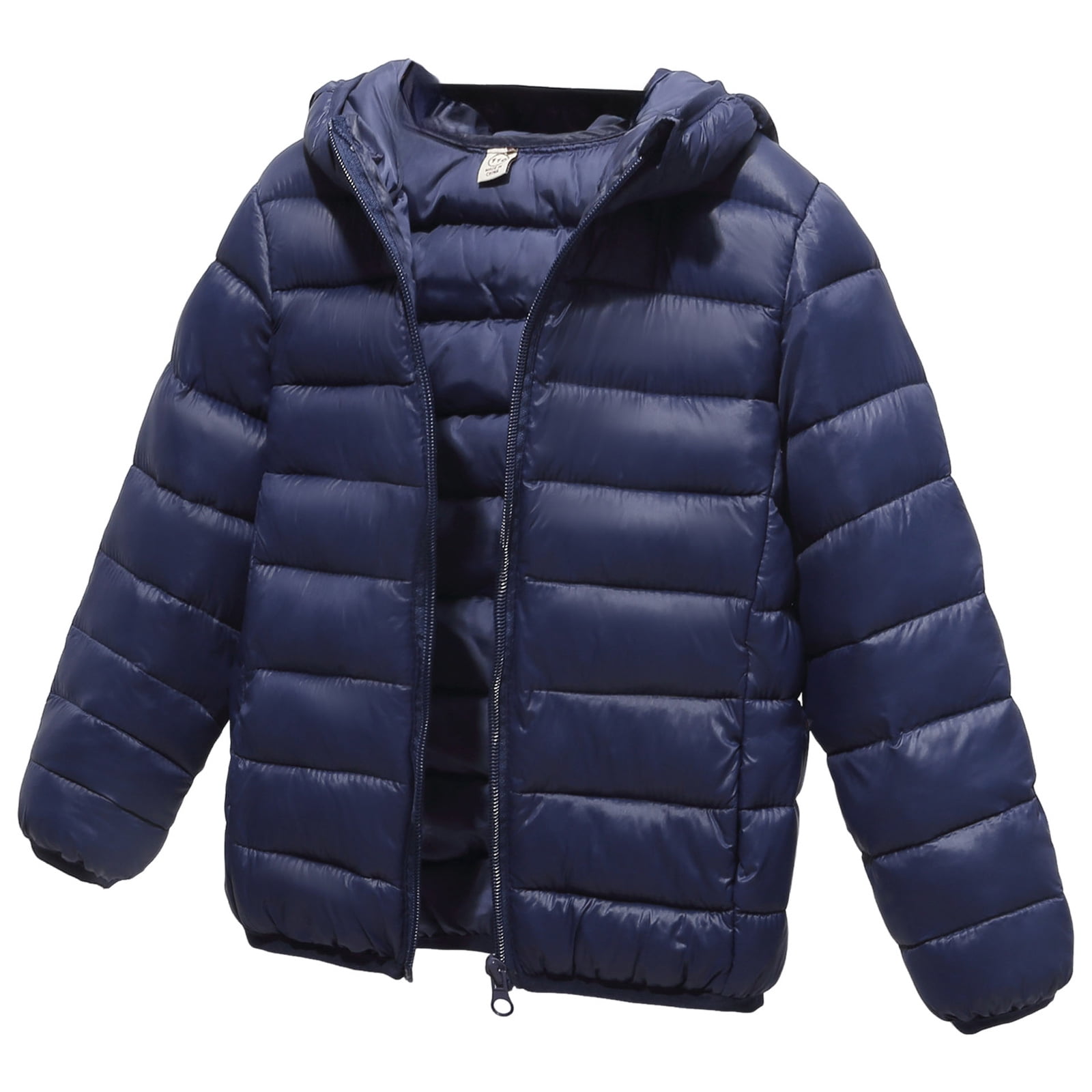 QQXHU Kids Hooded Puffer Jacket Winter Padded Outerwear (Navy, Size 10-12) v0s78