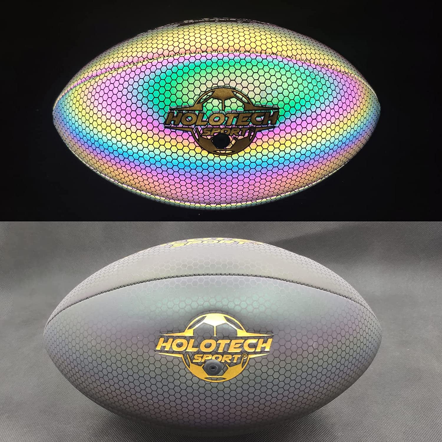 MILA CHIC Holographic Reflective Football, Glowing PU Leather Sports Ball for Outdoor Play (Size 9) morya