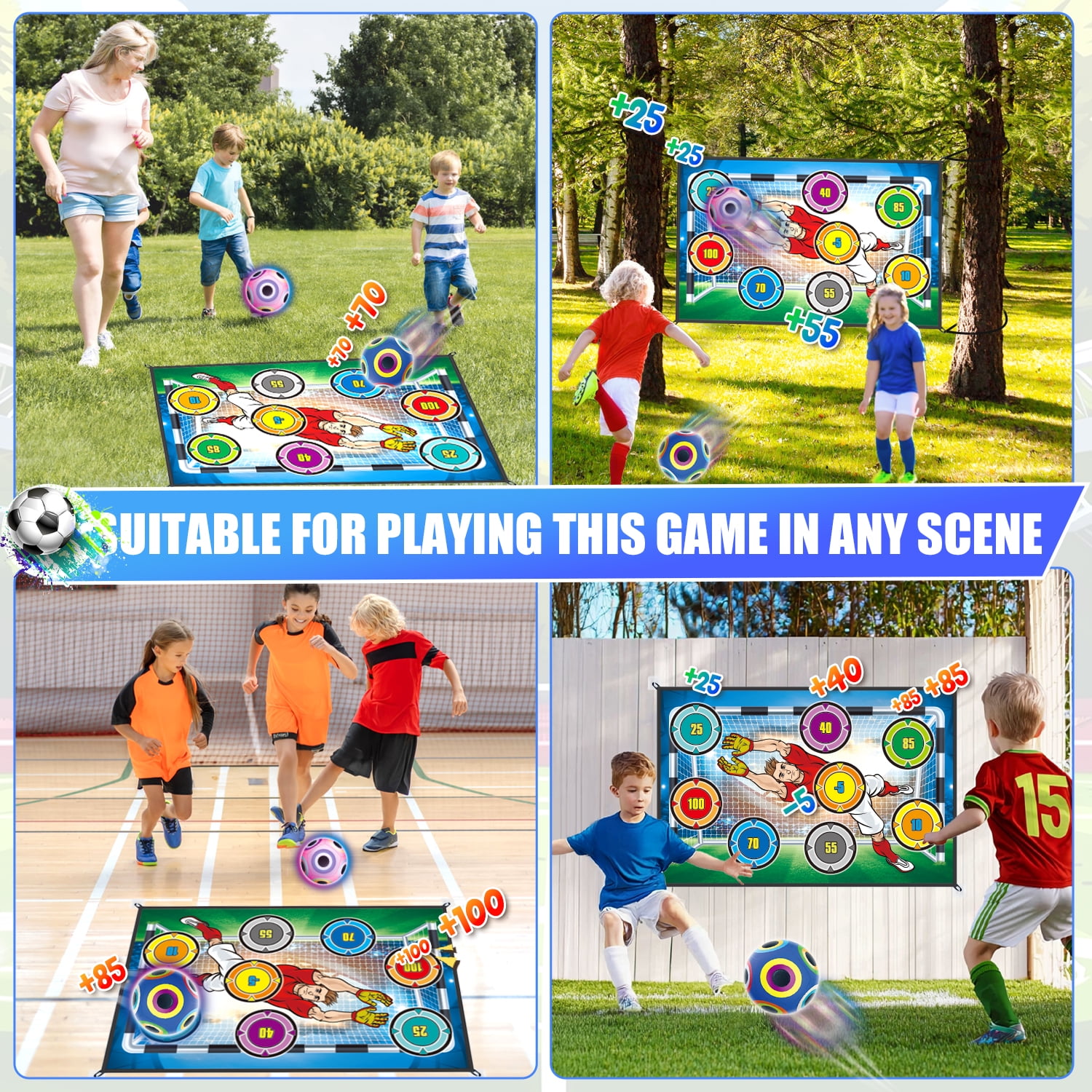 UUSUOO Soccer Toss Game Set for Kids, Indoor and Outdoor Interactive Sports Activity with 2 Balls and 1 Flannel Target (One Size) ogwms