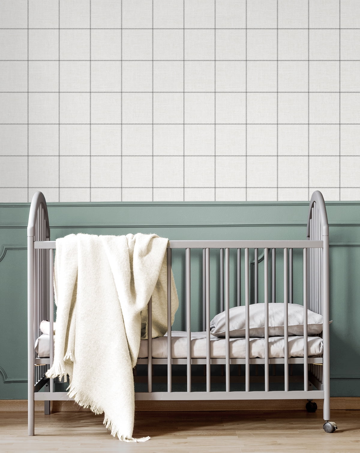 NextWall Charcoal & Linen Classic Striped Check Peel and Stick Wallpaper (Charcoal, 20.5 in. W x 18 ft. L) oplay