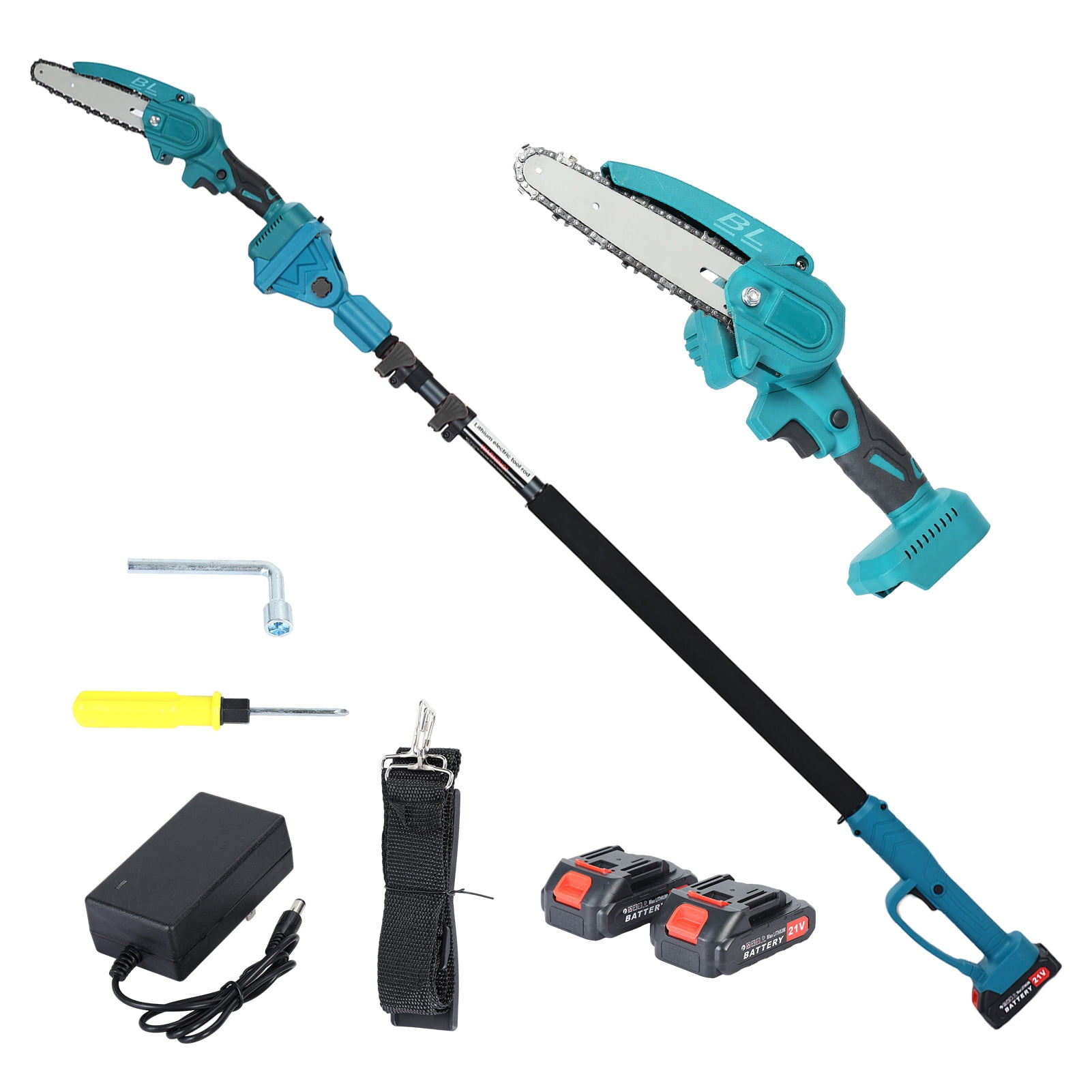 Arlohe 6-Inch Electric Pole Saw, Cordless Brushless Motor Tree Trimmer with Adjustable Extension Pole (4.6-9.8 ft) 5mner