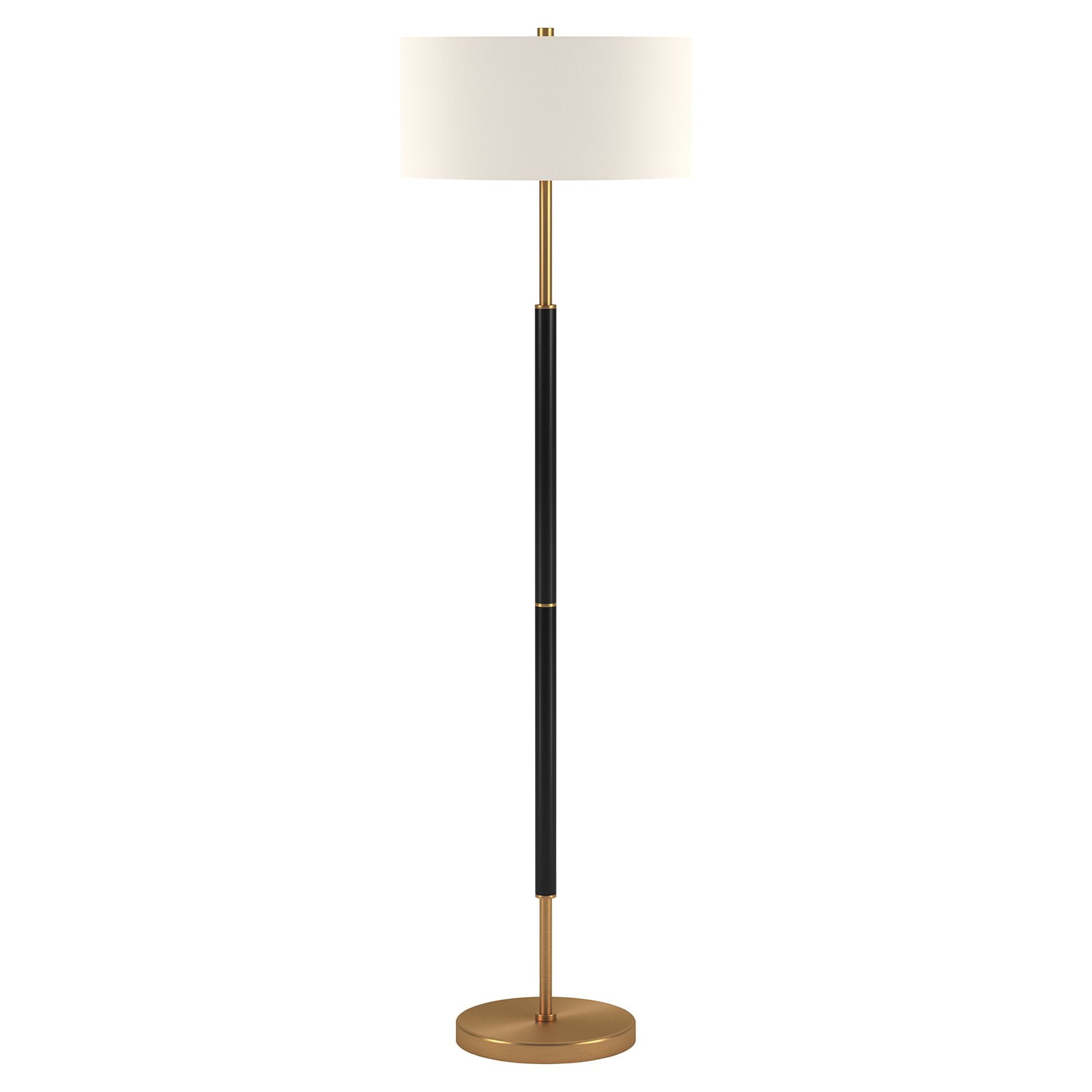 Evelyn&Zoe Simone 2-Light Floor Lamp with Fabric Shade (Matte Black, 60 in) 1ei09