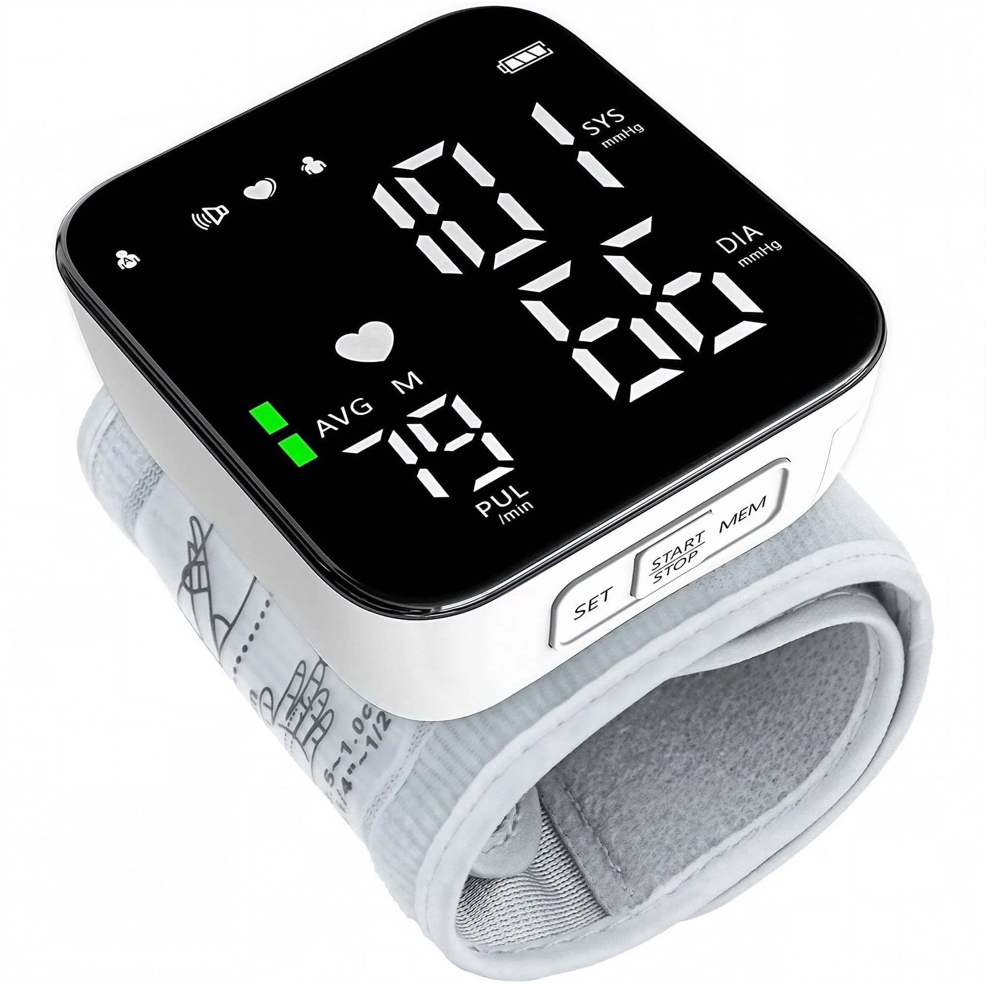 Moonsun Automatic Wrist Blood Pressure Monitor, Digital Heart Rate Monitor with Large LCD Display and Voice Broadcast (Adjustable Cuff, 0.5 lb) o7p0b