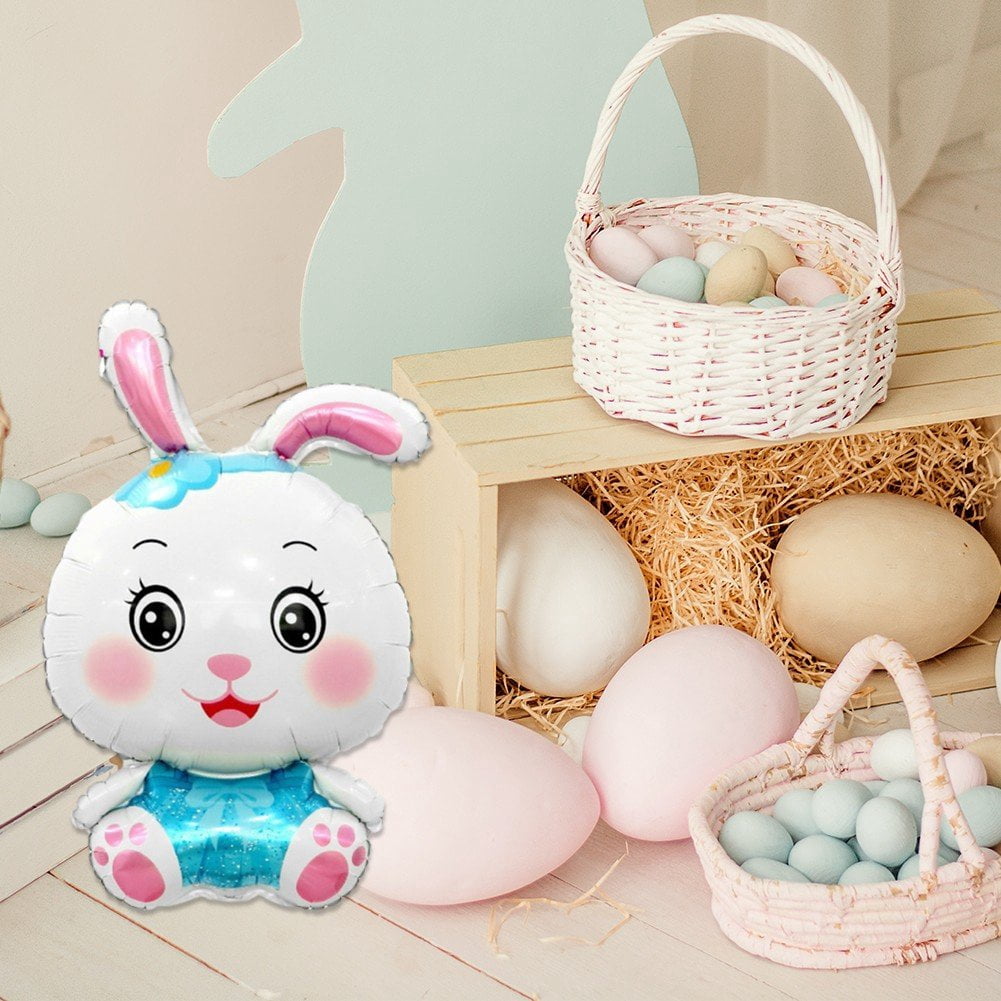 Jiibva Easter Bunny Foil Balloons, Rabbit Shaped Party Decorations (Blue, 5 Pack) dytcz