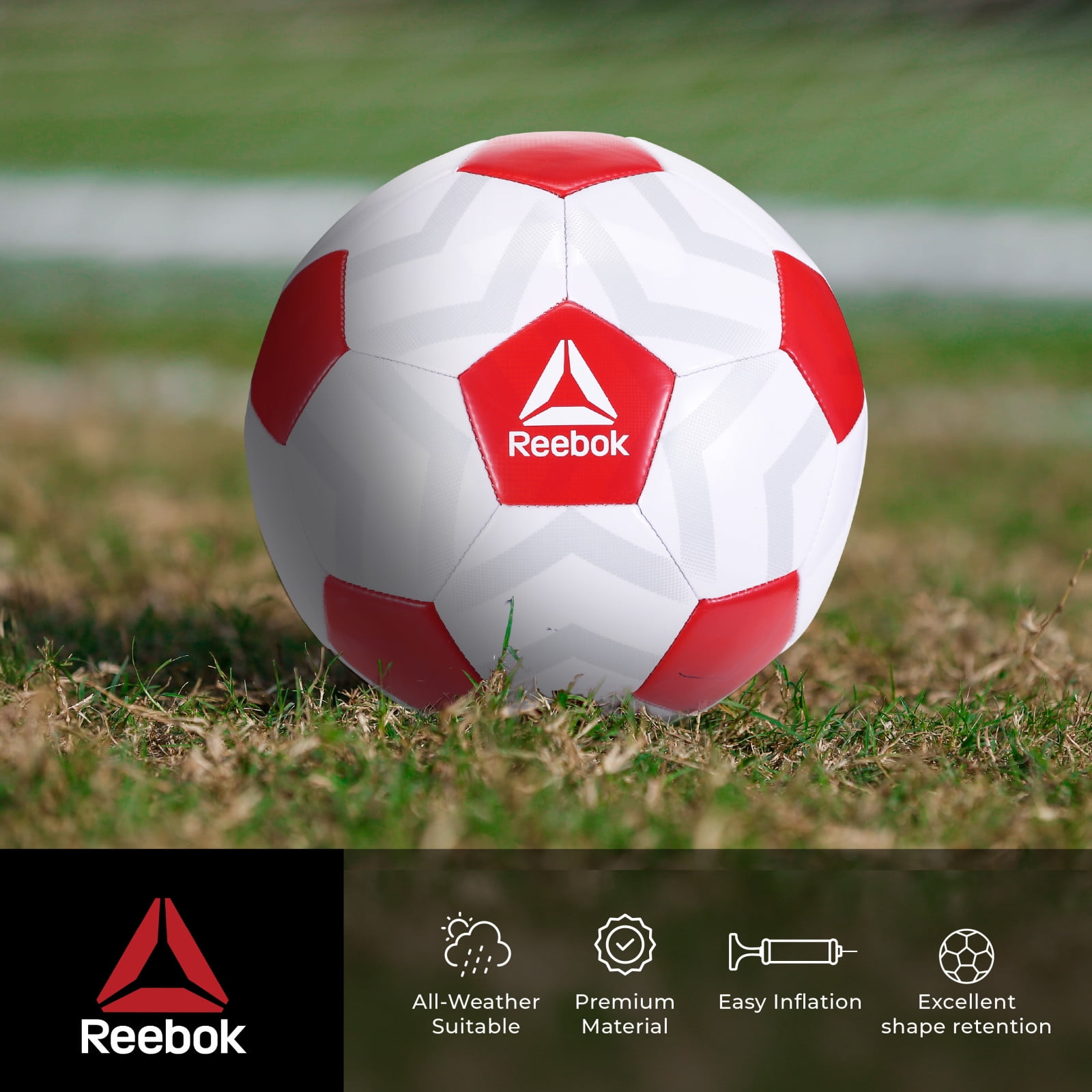 Reebok Size 5 Soccer Ball with Inflatable Hand Pump (White, Size 5) 7ahf1