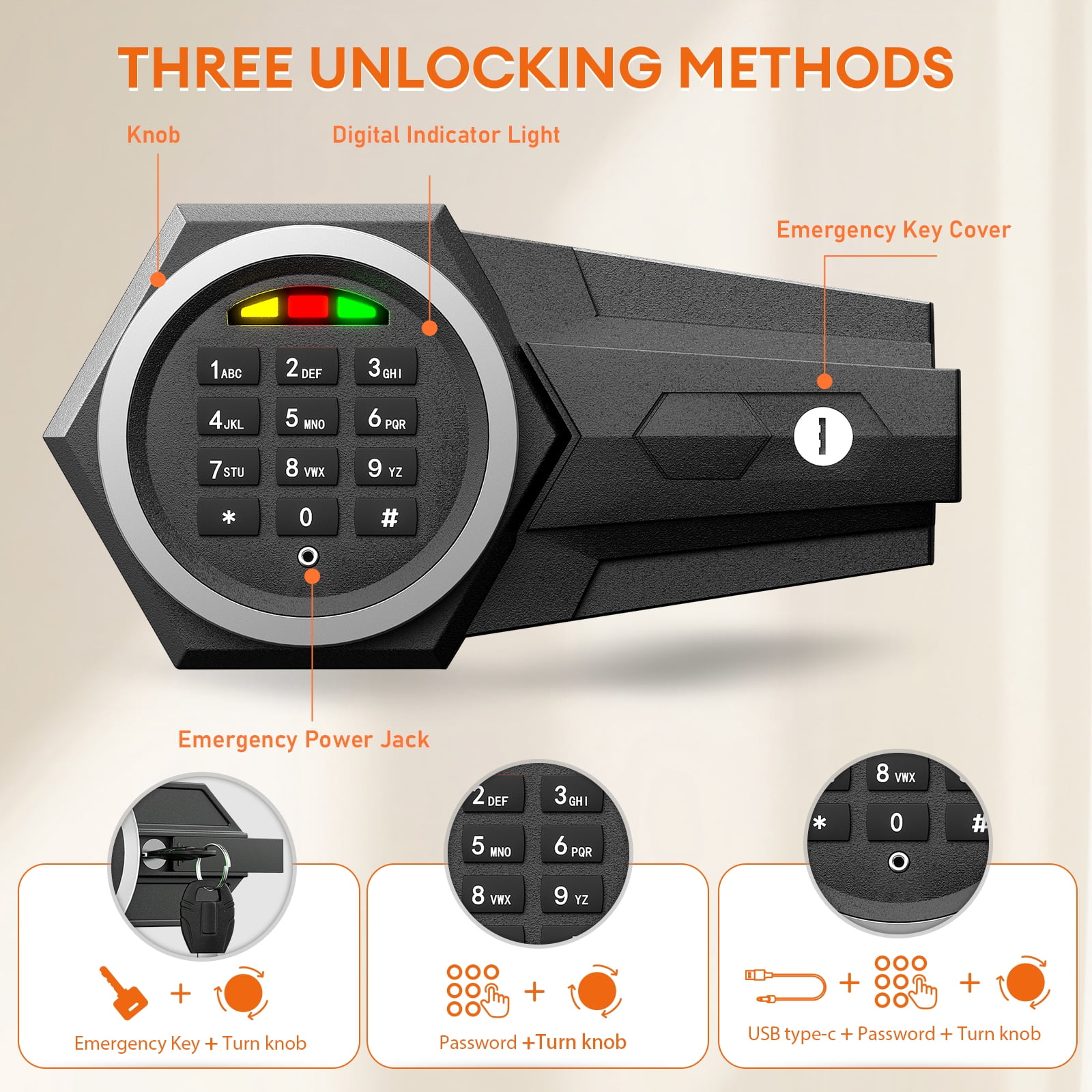 Kavey 4.5 Cu Ft Double Door Security Safe, Digital Keypad Home Safe for Cash and Documents (Black, 4.5 Cu Ft) 0f30g