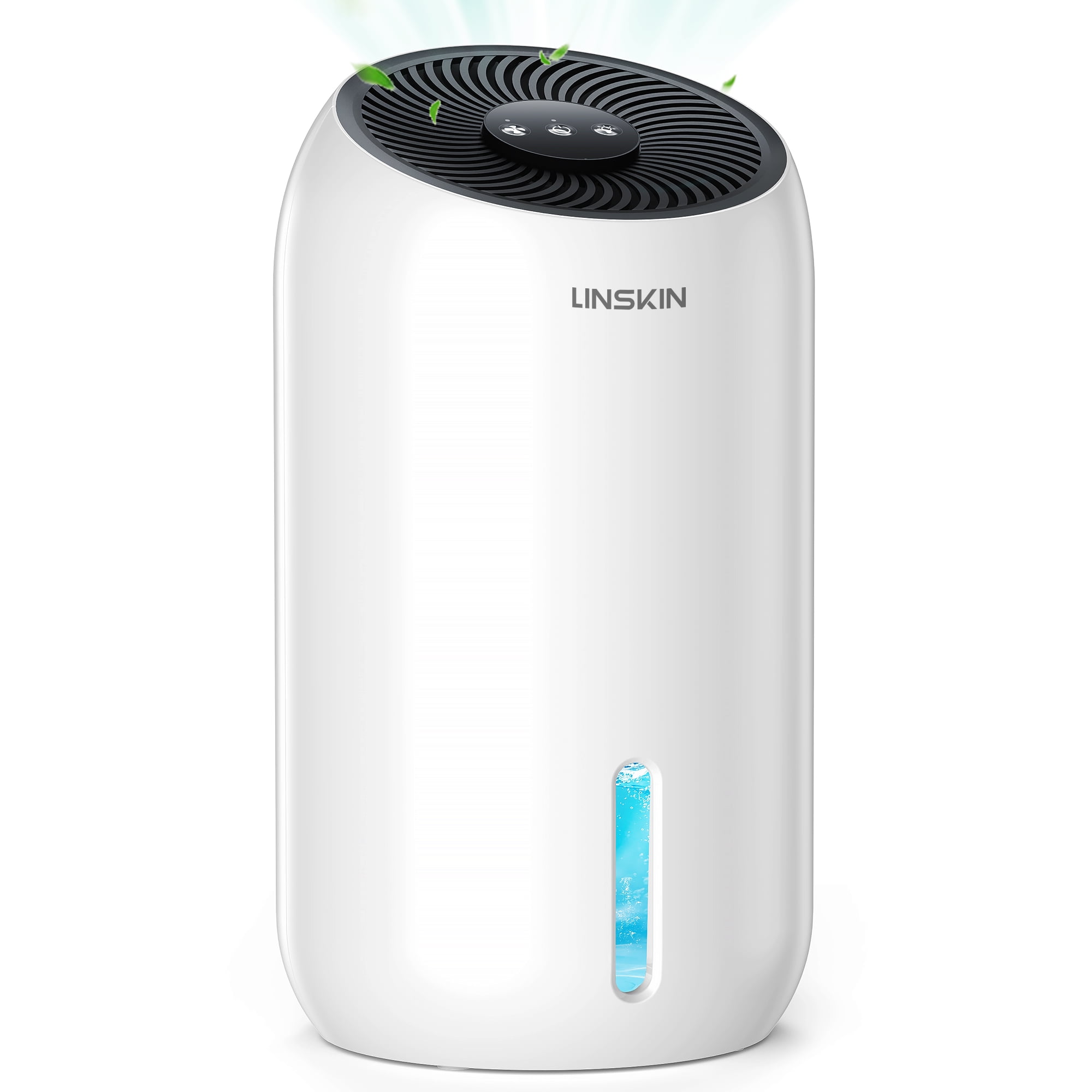 Linskin Electric Dehumidifier for Home and Basement, Quiet Air Moisture Remover with Drain Hose and Auto Shut-Off (White, 57 fl oz) mx6hl