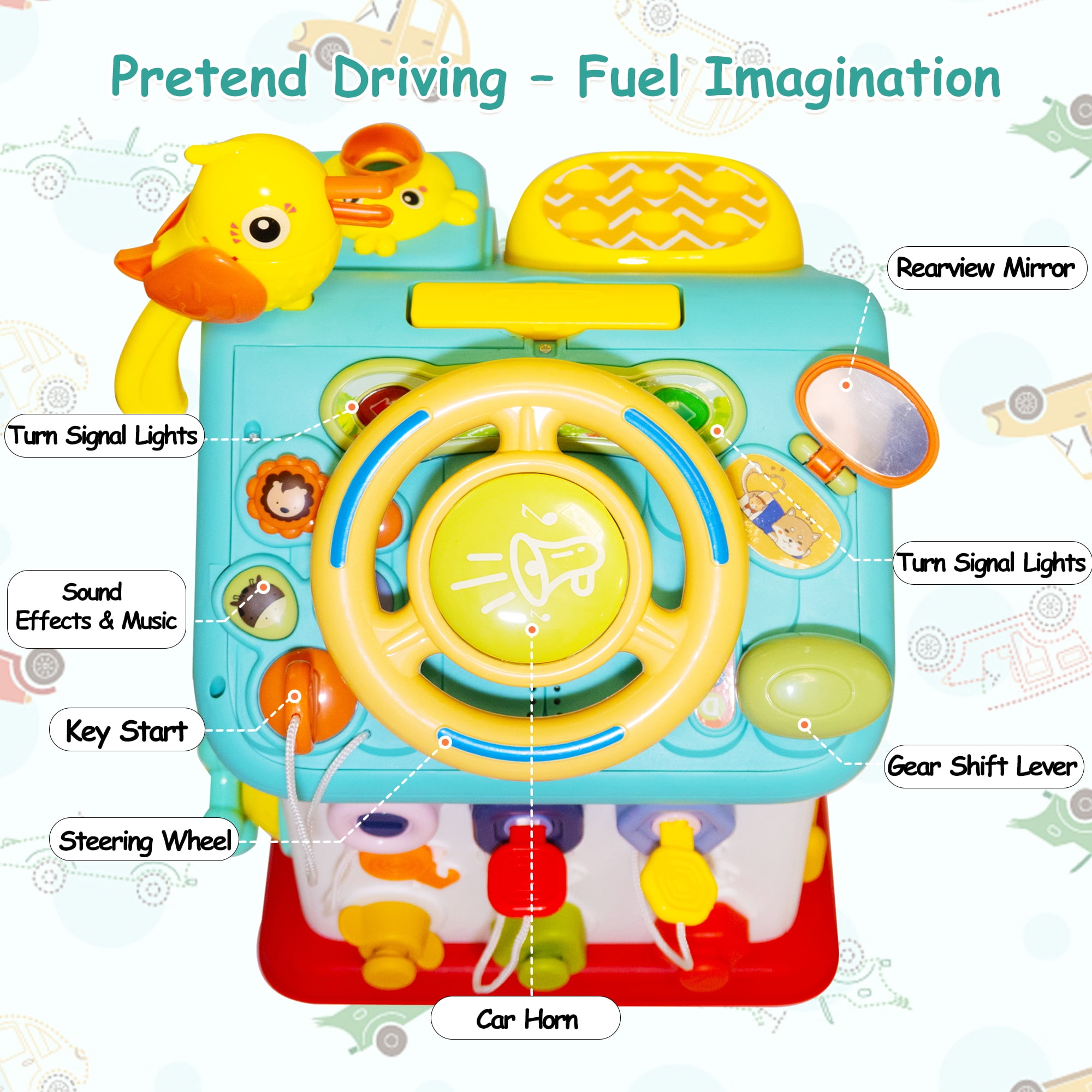 SaveJoy Montessori Busy House Activity Center with Music and Sensory Learning (6-in-1, Multi-color) ptkl9
