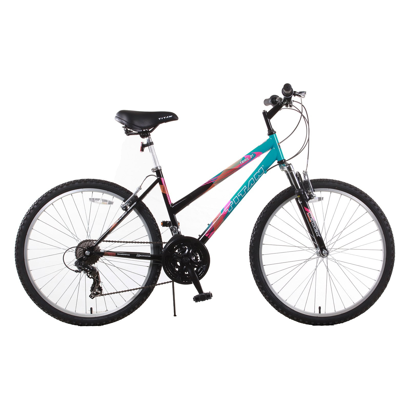 Bike USA 26 in Women's Mountain Bike, 21-Speed Trail Suspension Bicycle (Black, 26 in) 1gh2l