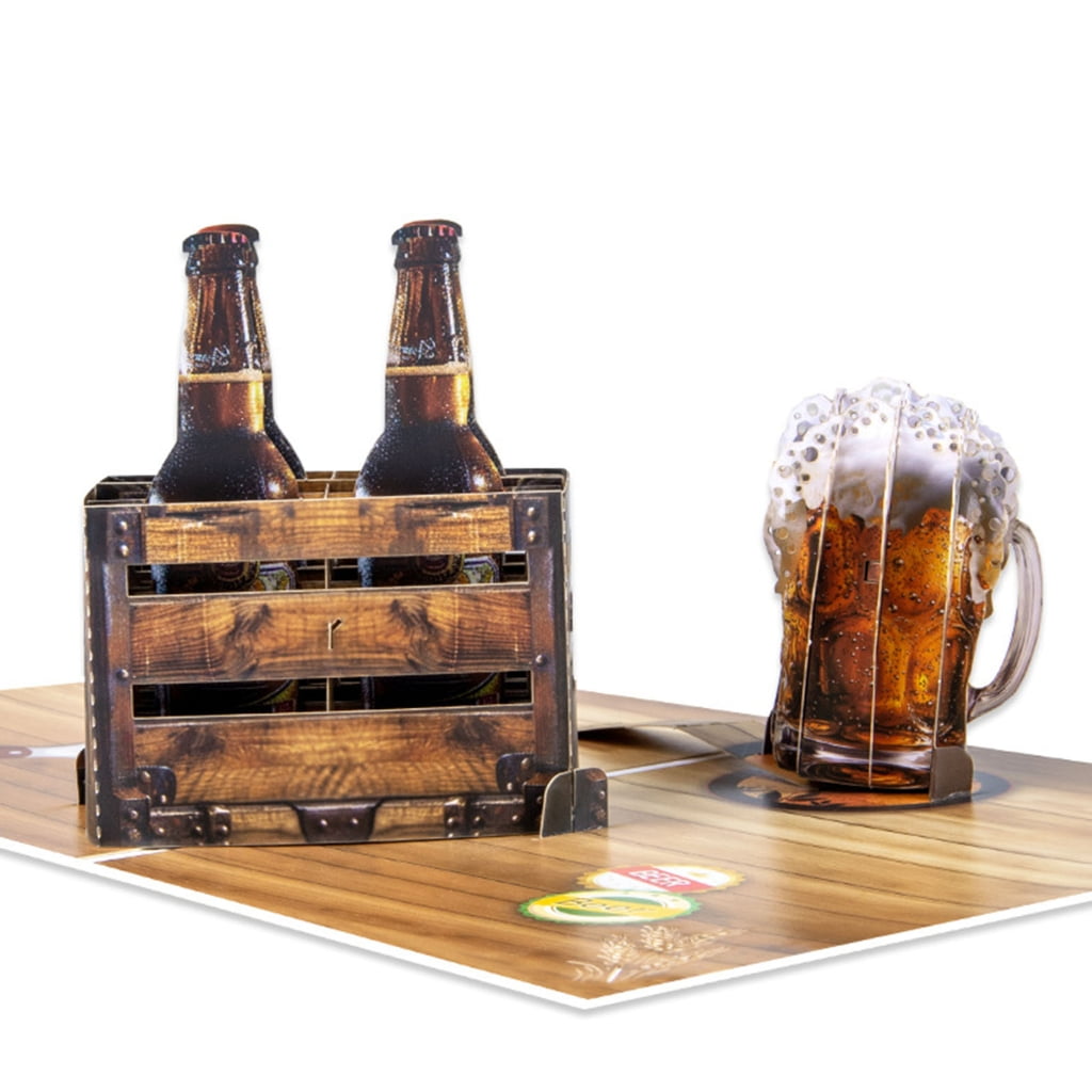 JZROCKER 3D Pop-Up Beer Greeting Card for Father's Day Birthday Anniversary (6 in x 6 in) qn8bk