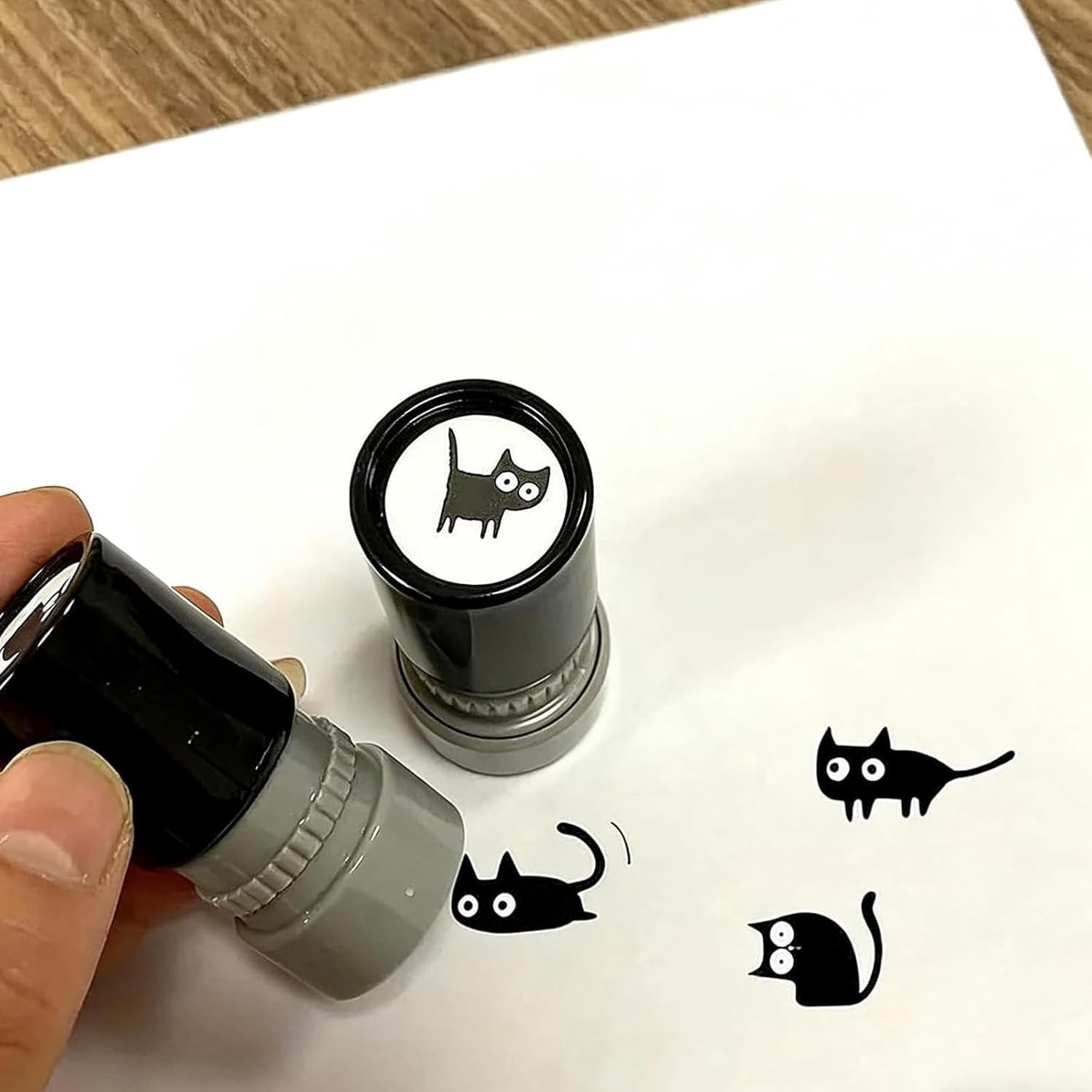 Generic Cat Pattern Self-Inking Stamp Set (Black, 4-Piece Set) t96hy