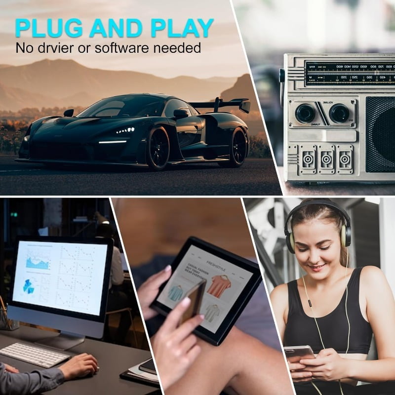 SWAJUJA Bluetooth 5.0 Cassette Adapter for Car Audio (Black, 1 Pack) 1t27d