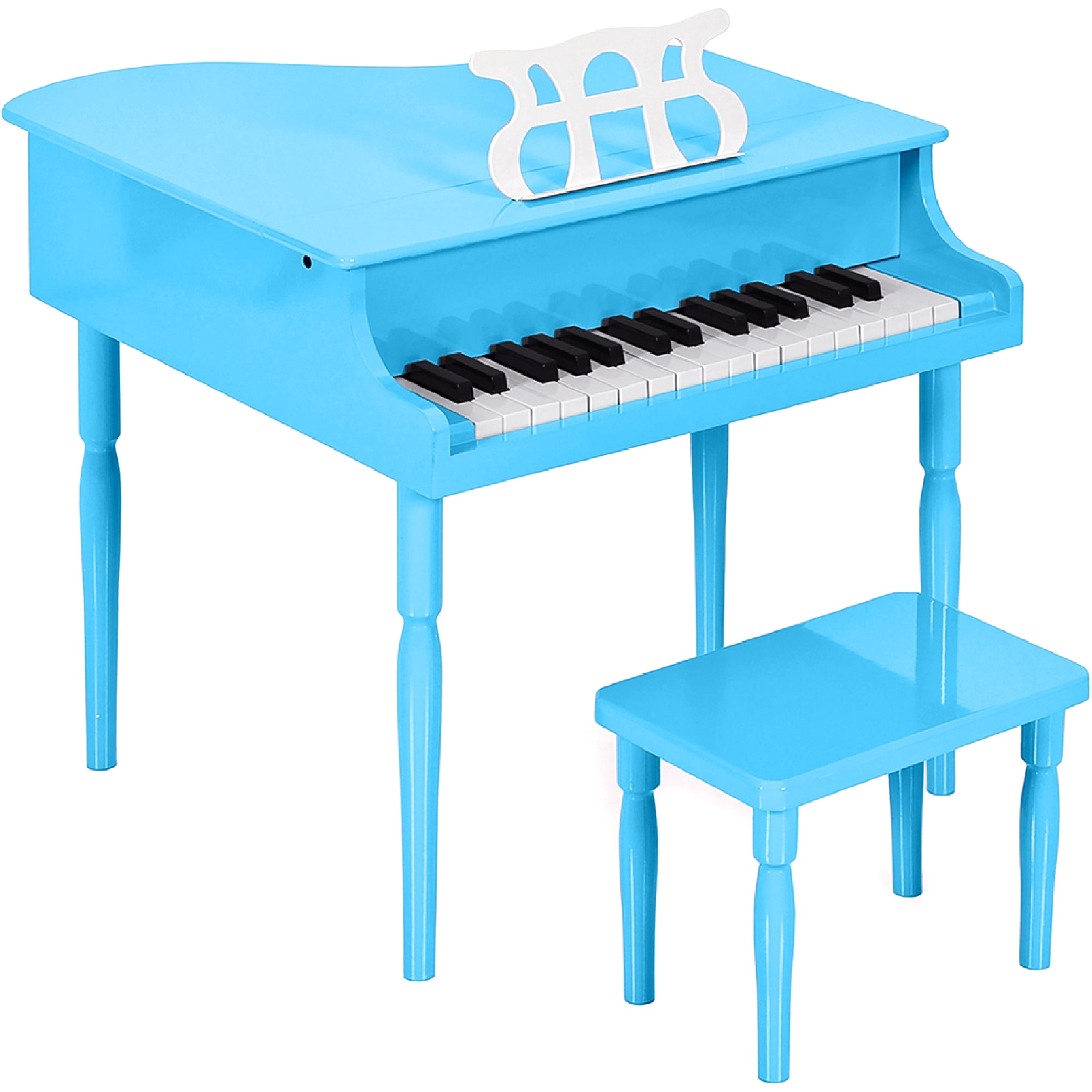 Best Choice Products Kids Classic 30-Key Mini Grand Piano with Bench and Music Accessories (Light Blue, 19.75 in x 19.75 in x 19.5 in) 12etf