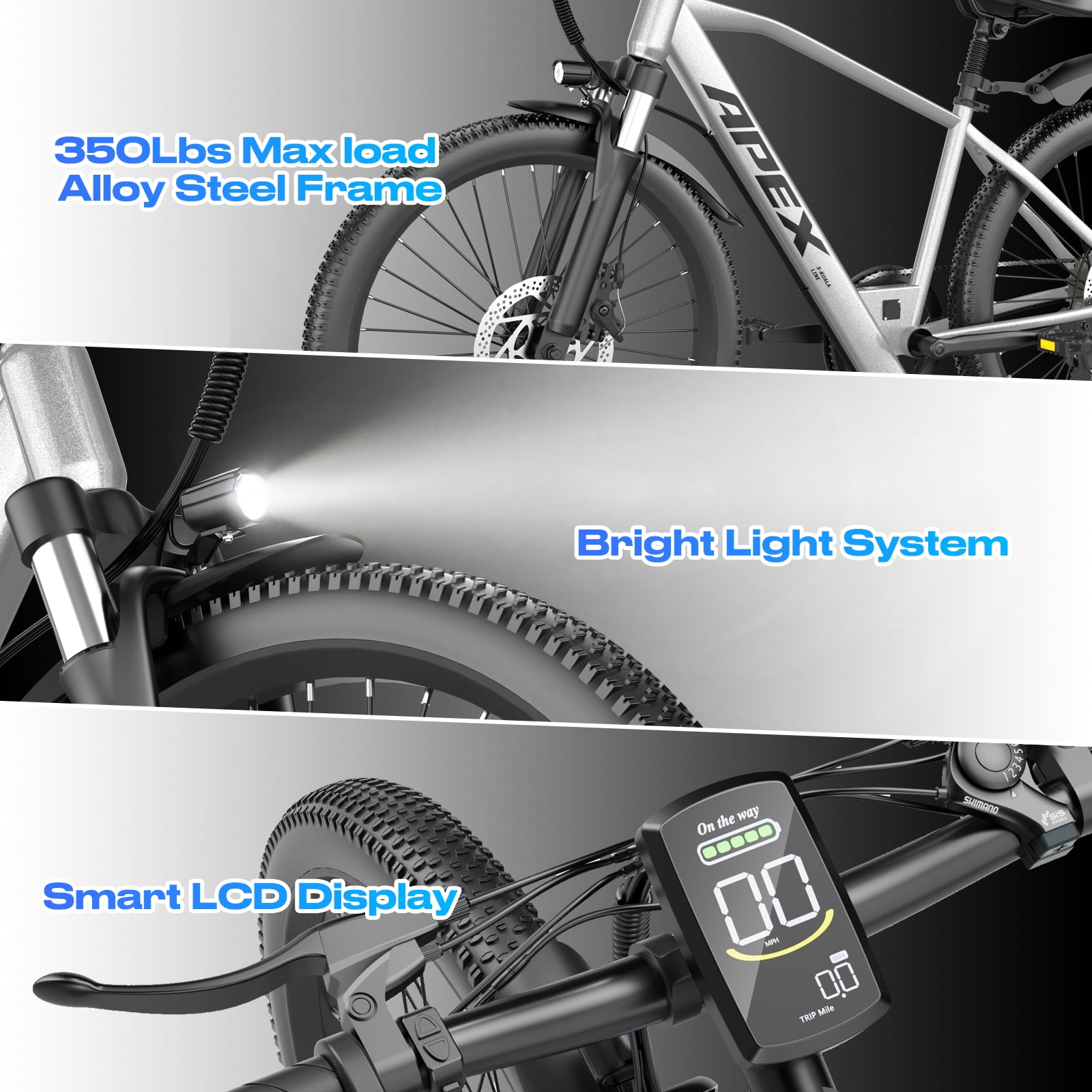 X-Koala 26 in Electric Bike for Adults, 1200W Motor Commuter E-Bike, 7-Speed, UL2849 Certified (Silver, 26 in) qplsj
