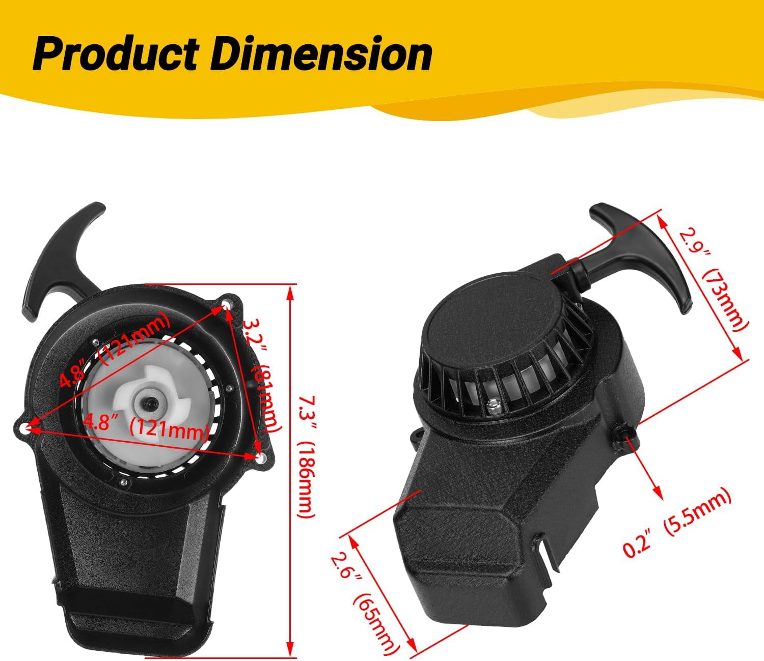FVRITO Alloy Recoil Pull Starter for 47cc 49cc 50cc 2-Stroke Dirt Bike ATV (Black, 3.2 in Hole Distance) iydu5
