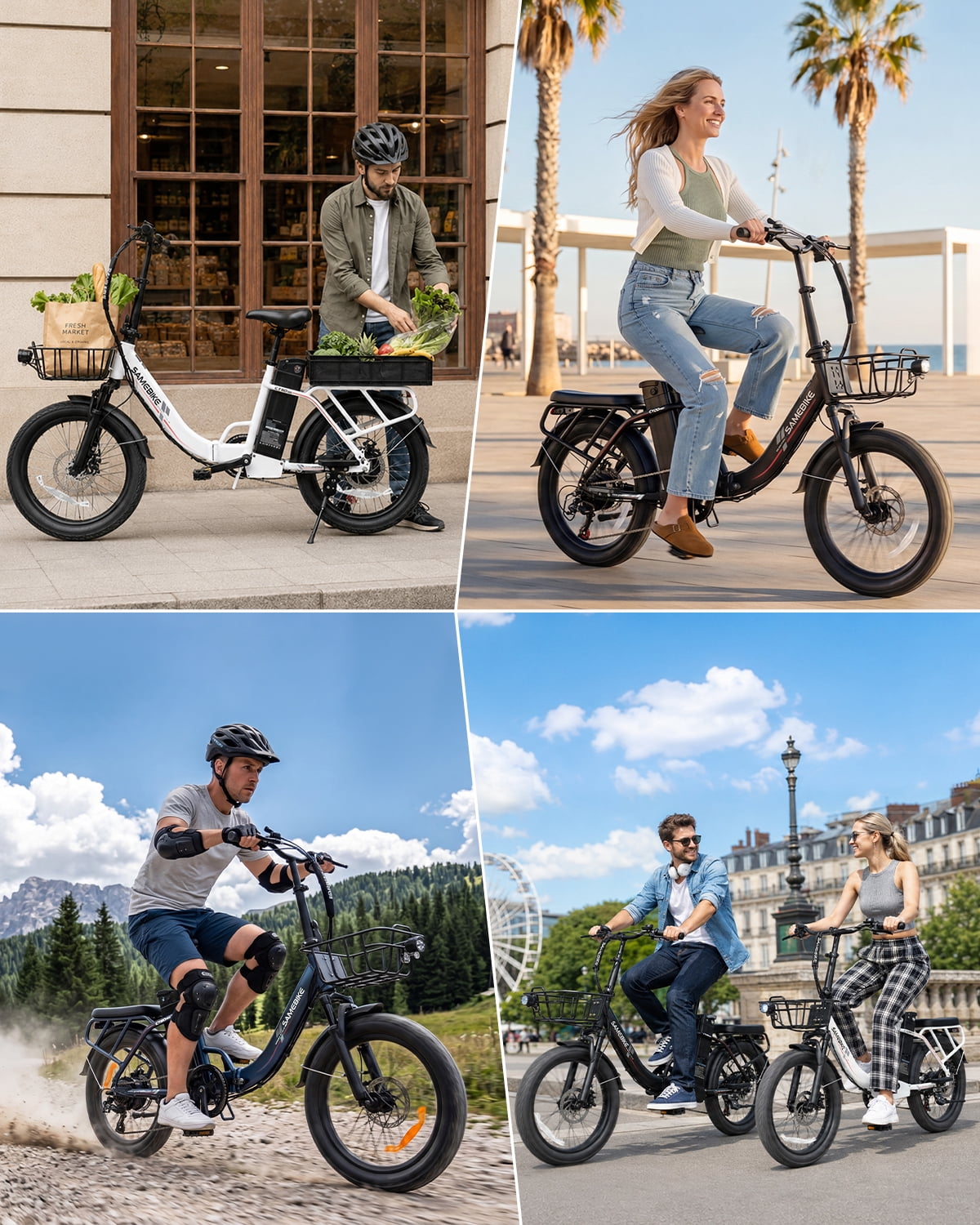 SAMEBIKE Electric Bike for Adults 20 in Fat Tire Folding Ebike with 1200W Motor and 48V 13Ah Battery (Black) xdw8n