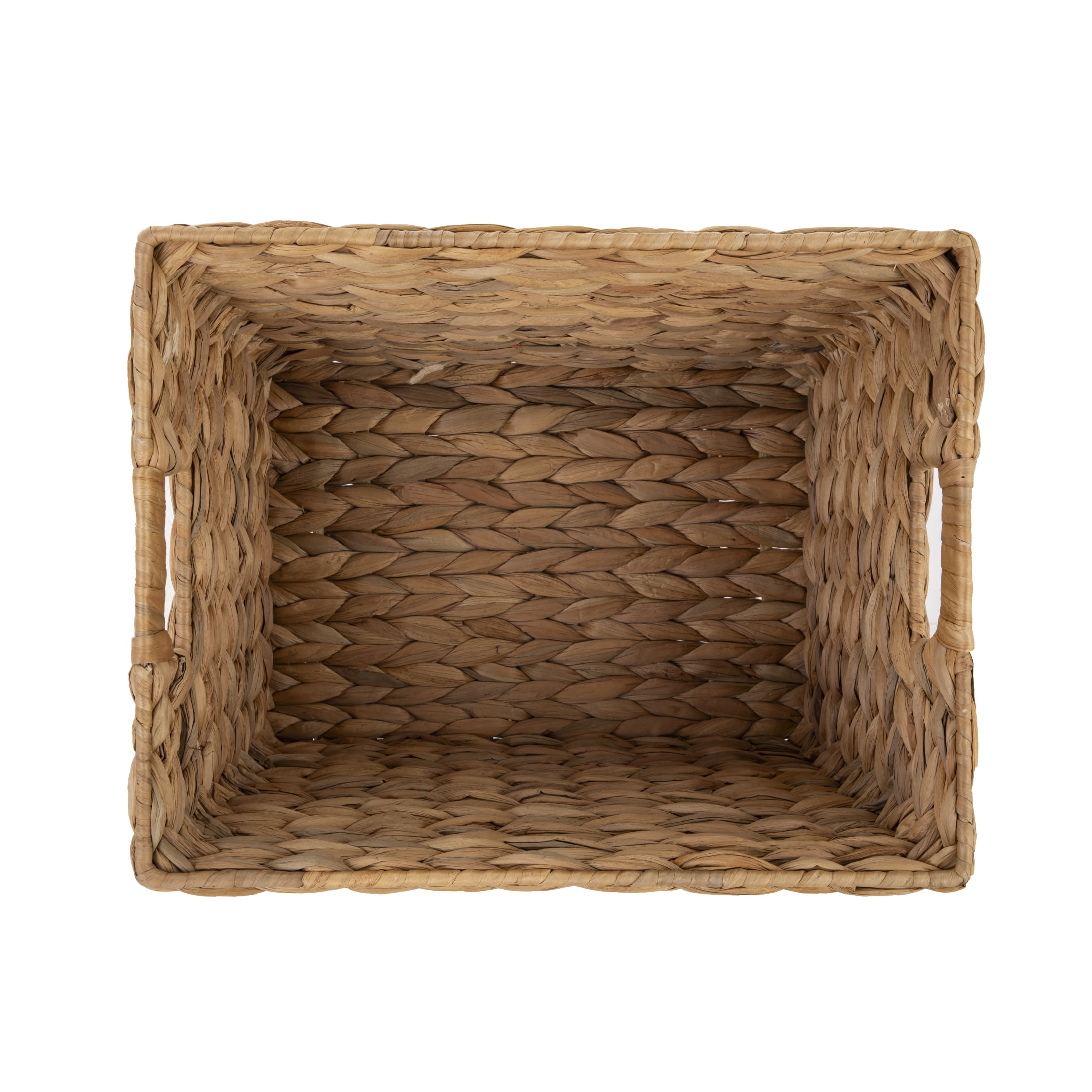 Better Homes & Gardens Large Water Hyacinth Decorative Storage Basket with Handles (White, 6 Pack, 14.25 in x 11.25 in x 8.5 in) rv2cy