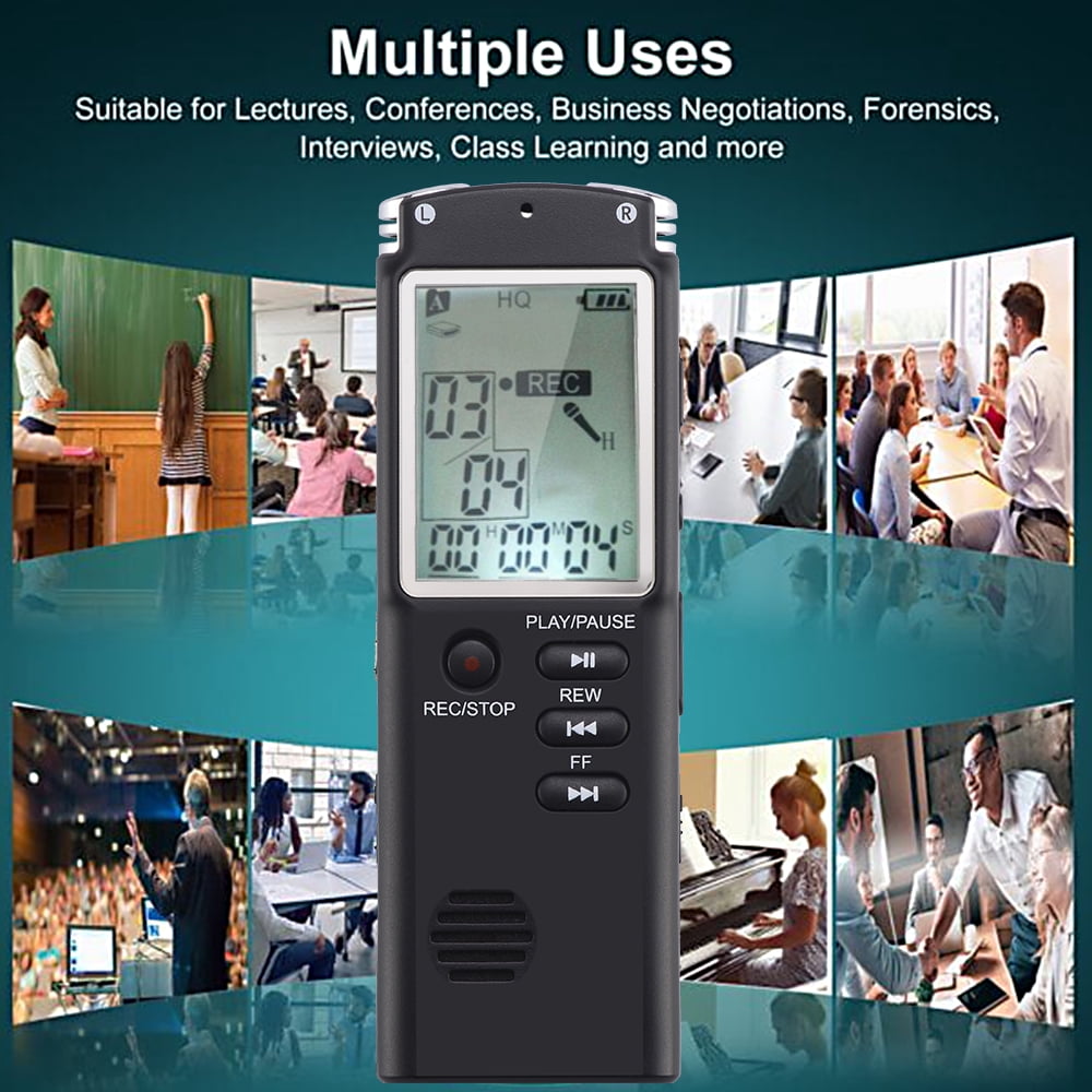 RONY Digital Voice Recorder, Portable Voice Activated Recording Device with Noise Reduction and MP3 Player (Black, 1 Pack) 8ymke