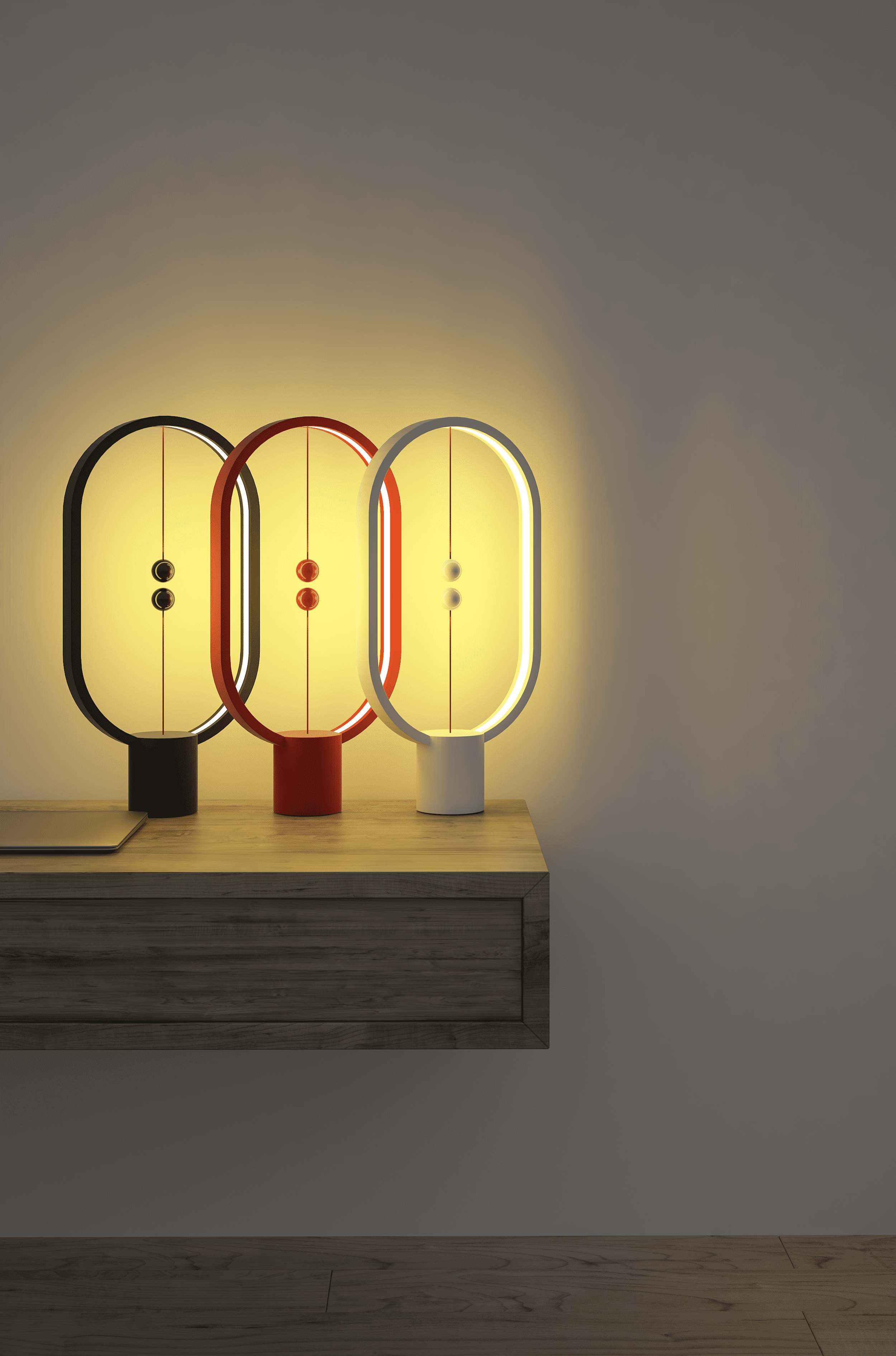DesignNest Heng Balance Lamp Ellipse LED Desk Light (Red, 15.7 in) f2zz0