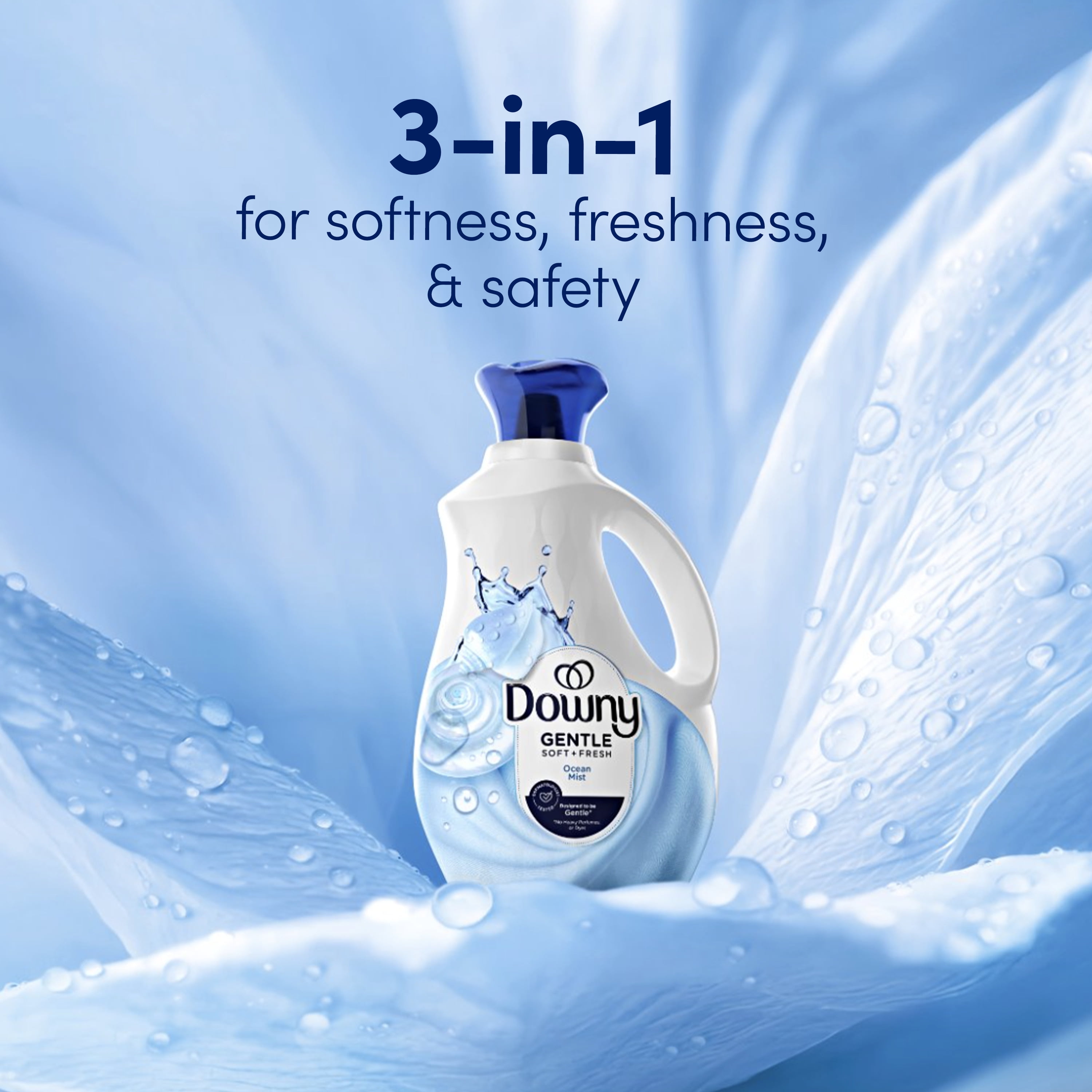 Downy Gentle Soft + Fresh Liquid Fabric Softener, Ocean Mist Scent (93 fl oz, 138 Loads) mxioi