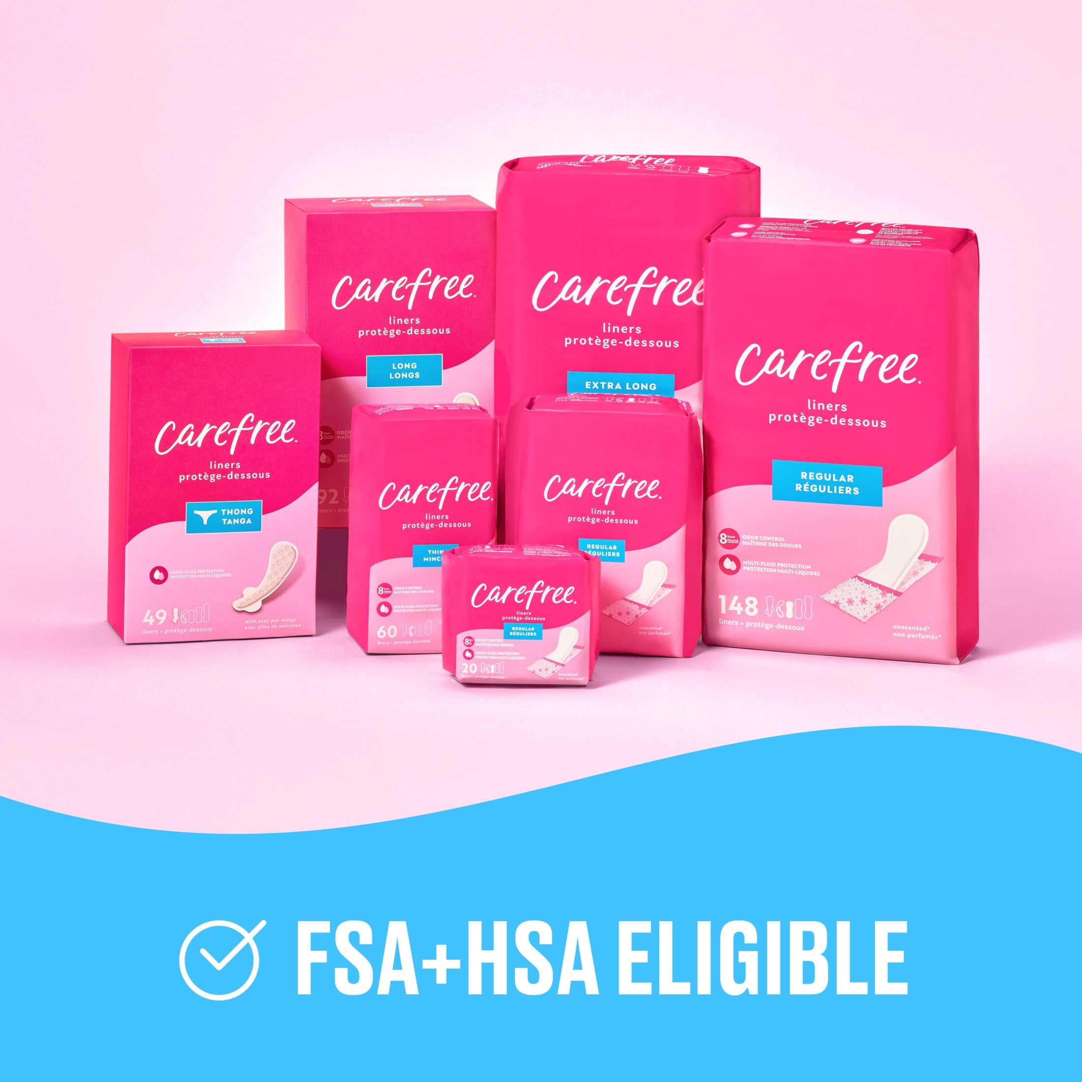 Carefree Panty Liners, Extra Long, Unscented Daily Feminine Protection (93 Count) 93a5p