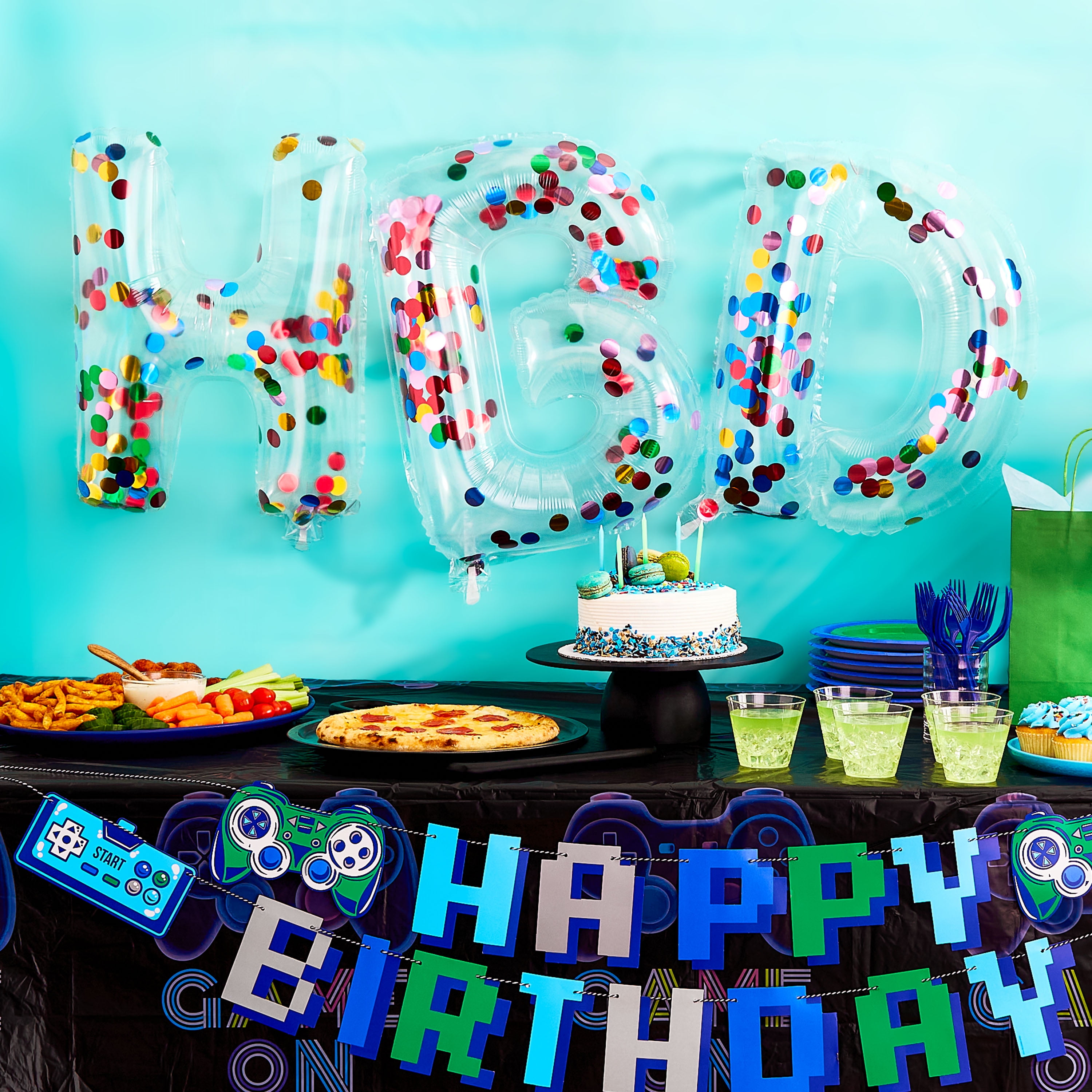 Way To Celebrate Happy Birthday Confetti Metallic Foil Balloon Banner (Multi-Color, 16 Pieces) flmf8