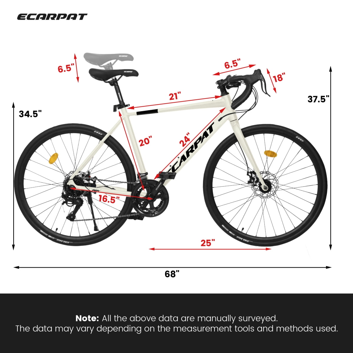 A28320R Road Bike, Lightweight Aluminum Frame, 16-Speed Disc Brake Bicycle (White, 700c x 28 in) m4gdp