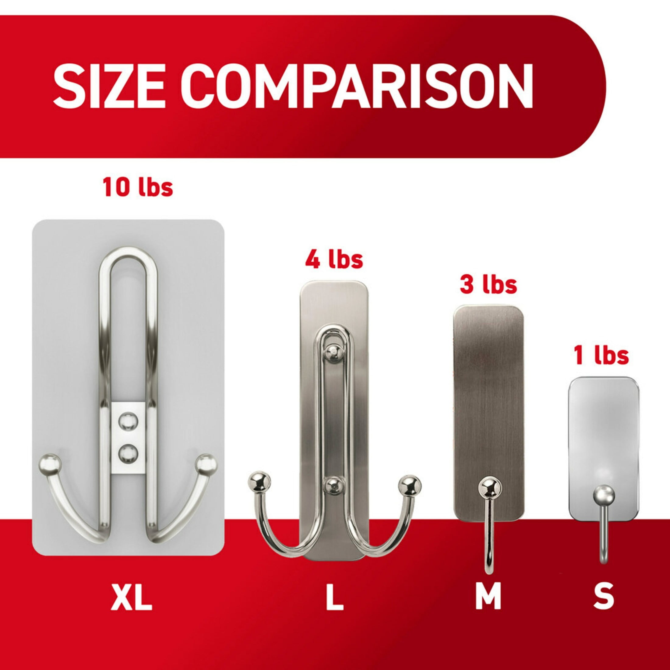 Command X-Large Triple Wall Hook, Damage-Free Adhesive Hanging Organizer (Satin Nickel, 1 Hook, 3 Strips) ong27