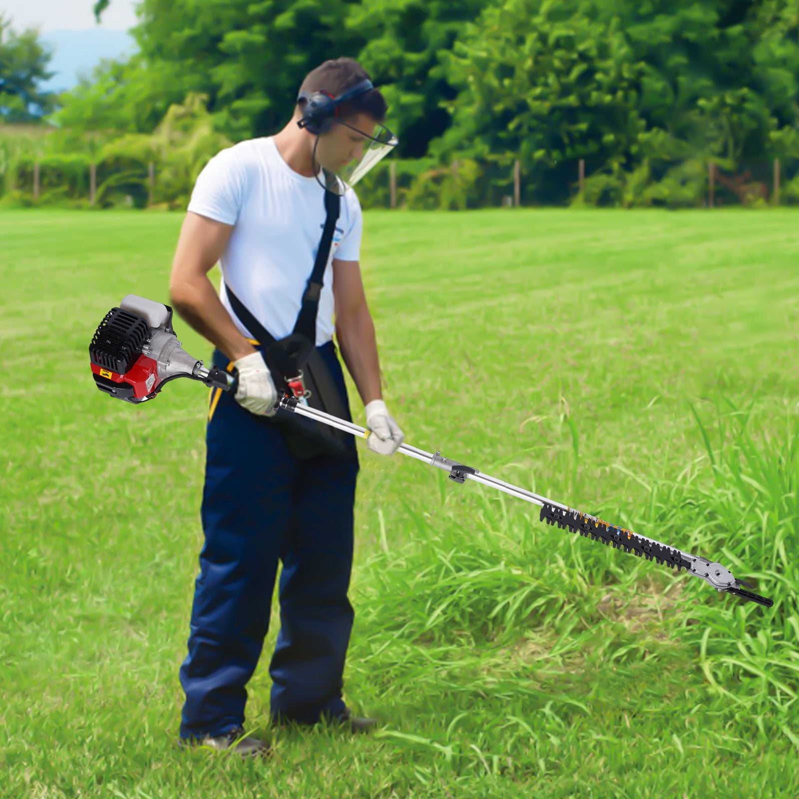 Peakora 52cc Gas Powered String Trimmer and Hedge Trimmer Multi-Tool System (Clear, 0.9qt) pu07p
