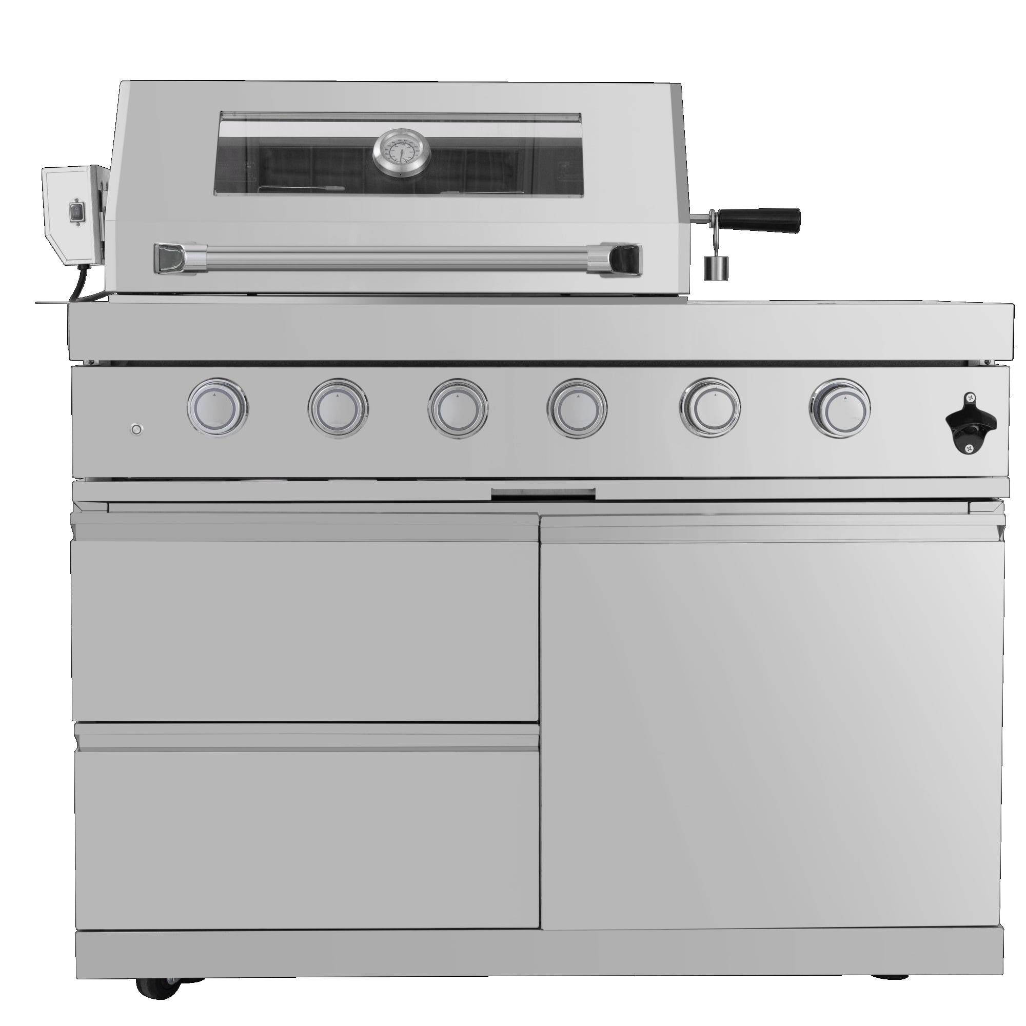 Navratil 4-Burner Stainless Steel Outdoor Kitchen Gas Grill with Rotisserie Kit (Silver, 46 in) 35flp