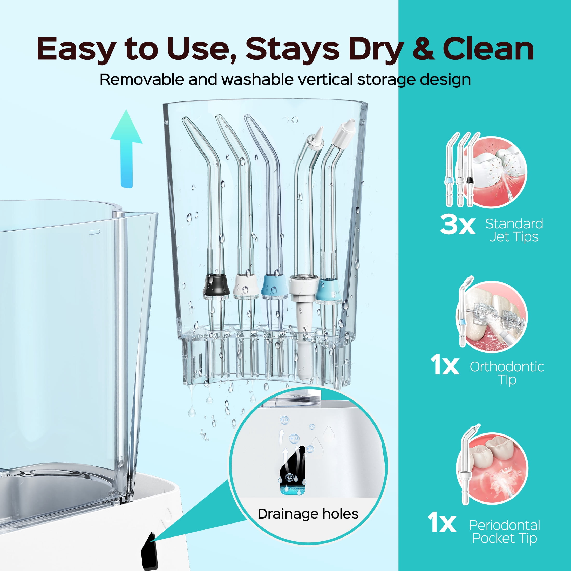 COSLUS EX2 Water Flosser for Teeth, Professional Dental Oral Irrigator with 12 Pressure Settings (White, 20.3 fl oz) ok26h