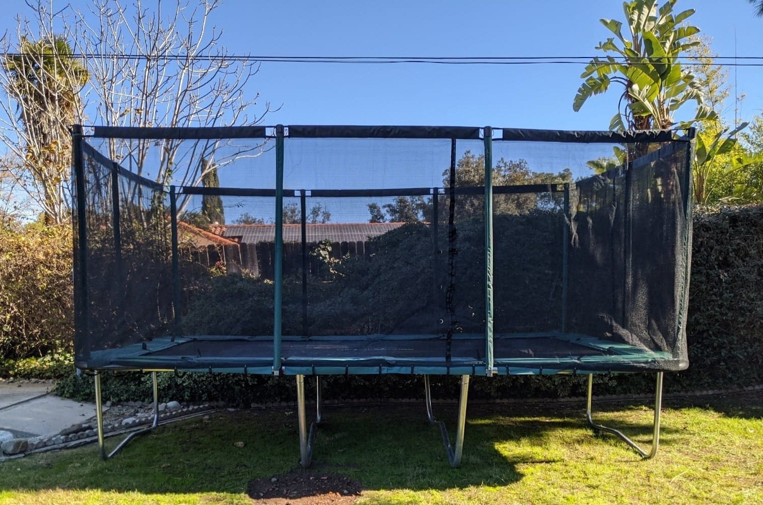 Galactic Xtreme Outdoor Rectangle Trampoline with Safety Net Enclosure (Black, 10x17 ft) dvk21