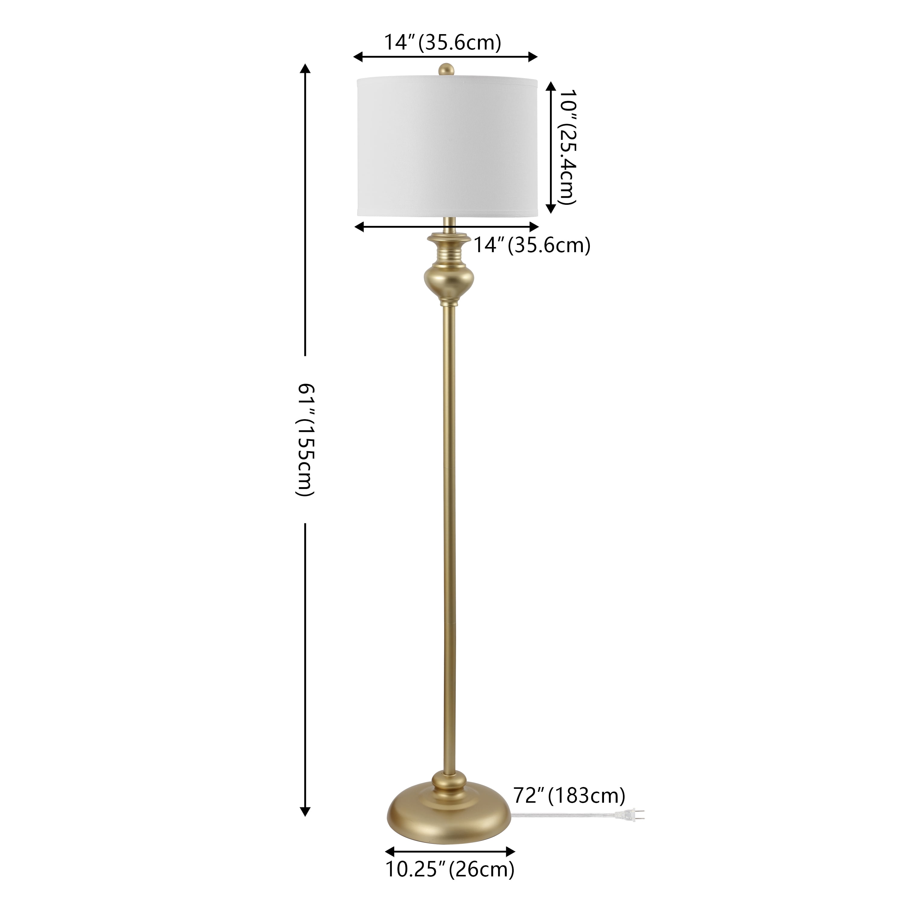 Safavieh Erlan Glam Iron Floor Lamp, Contemporary Metal Standing Light (Gold, 61 in) qk3sj