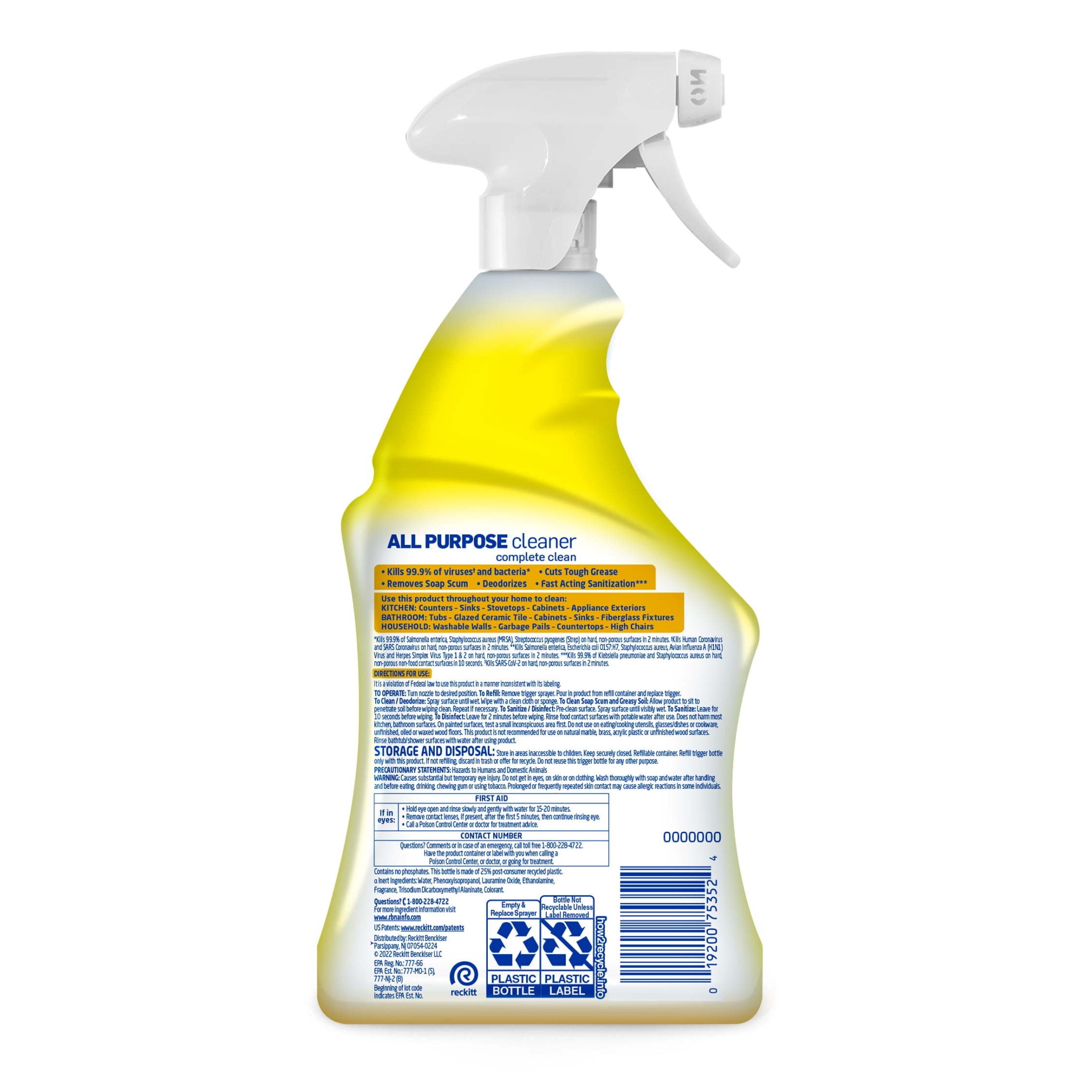 Lysol All-Purpose Cleaner Sanitizing and Disinfecting Spray Lemon Breeze Scent (12 Pack, 32 oz) kggph