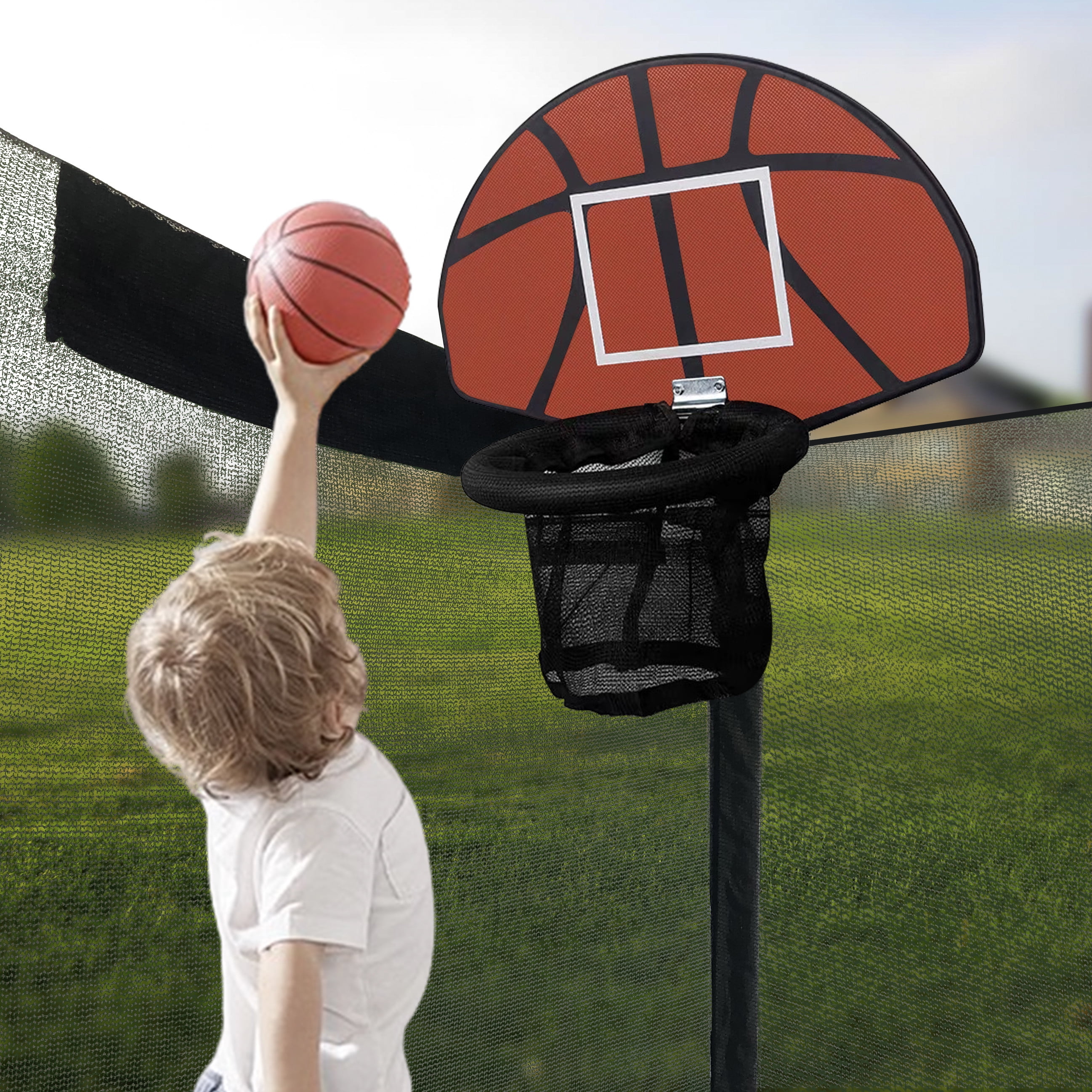 Segmart 12 ft Outdoor Trampoline with Basketball Hoop, Ladder, and Safety Enclosure Net (Blue, 12 ft) nx8ip
