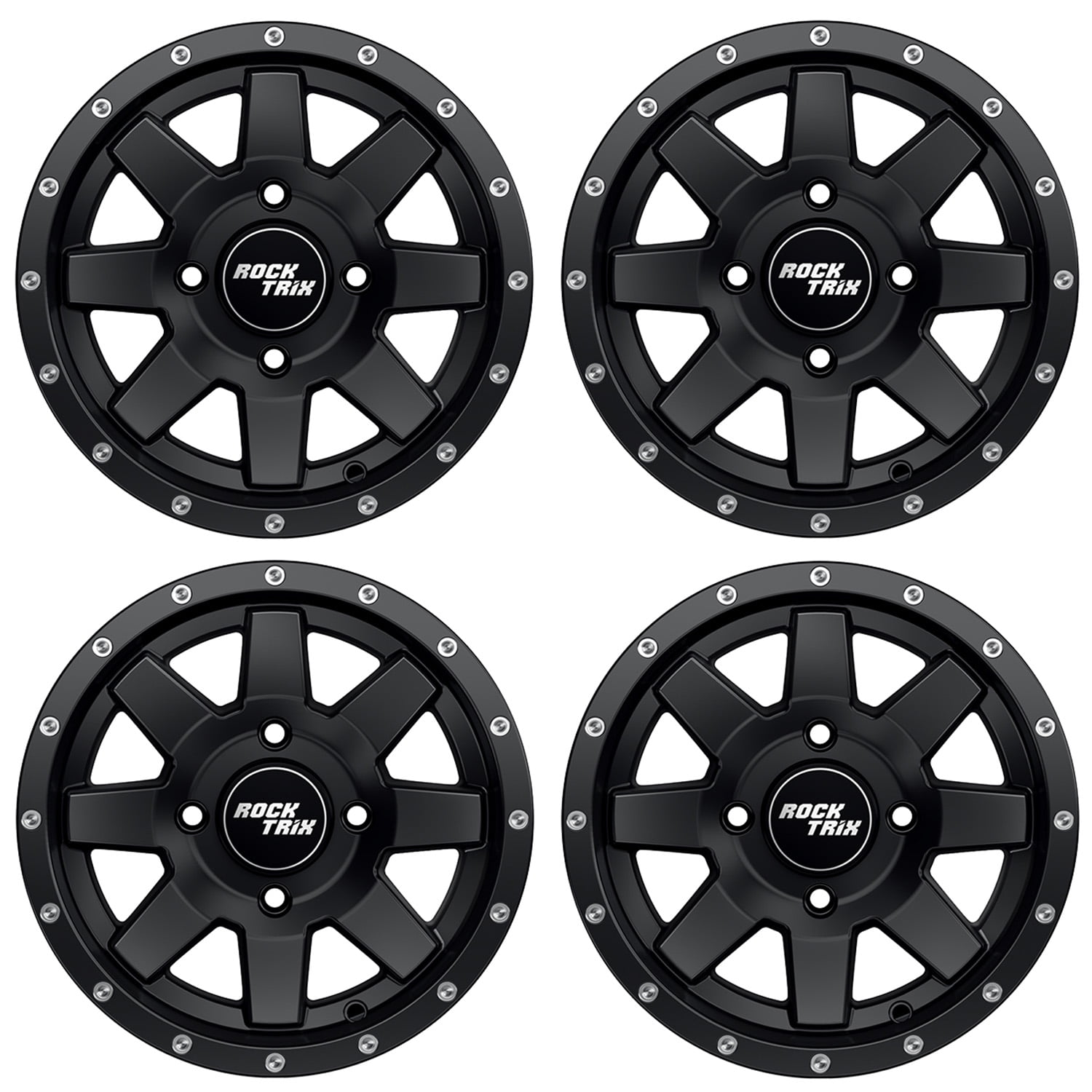 Rocktrix RT106 ATV Wheels Rims (Matte Black, 12x7 in, Set of 4) uzf1h