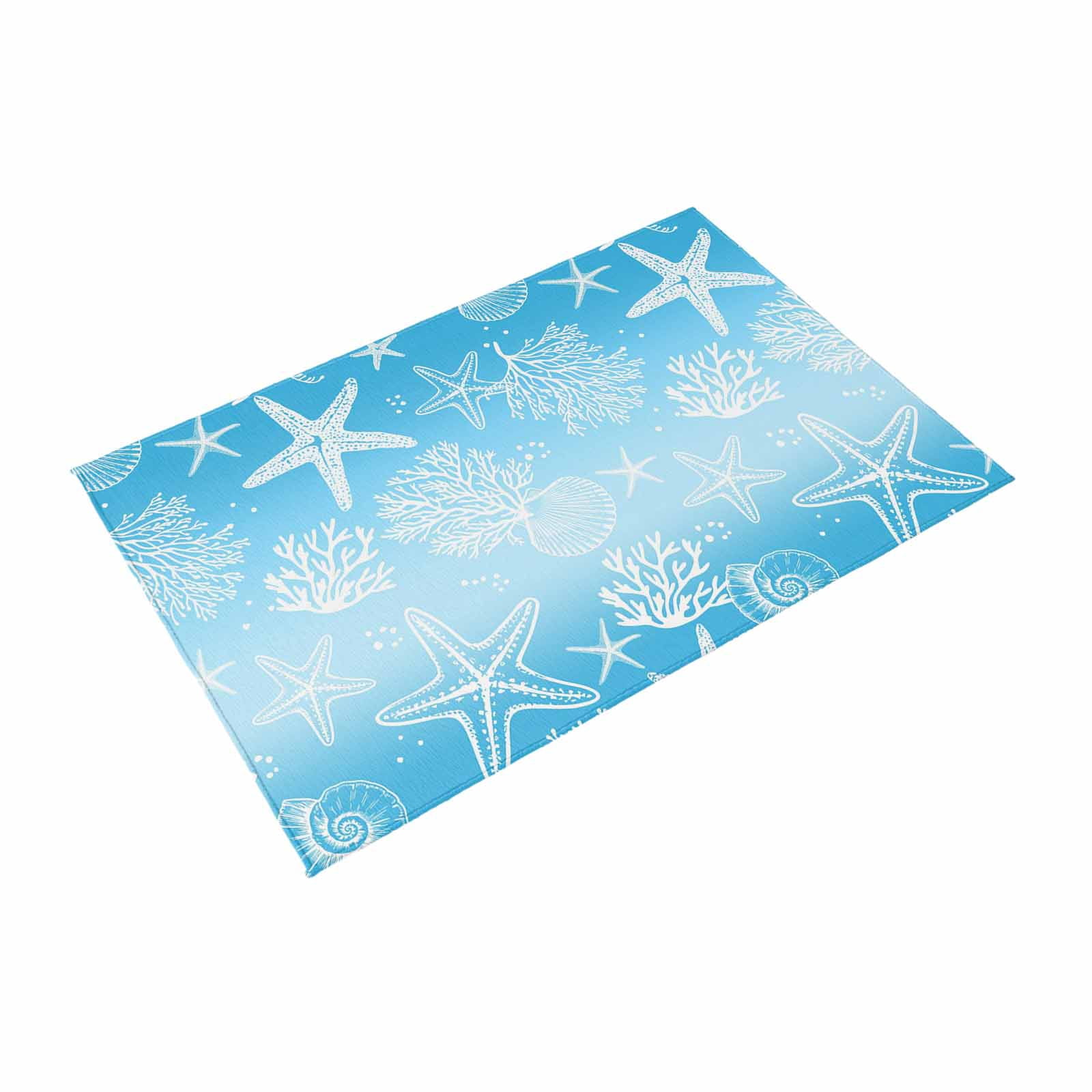 ERUNPONLY Coastal Outdoor Rug, Non-Slip Washable Area Carpet for Patio and Deck (Blue Ombre, 3 ft x 5 ft) 61tw2