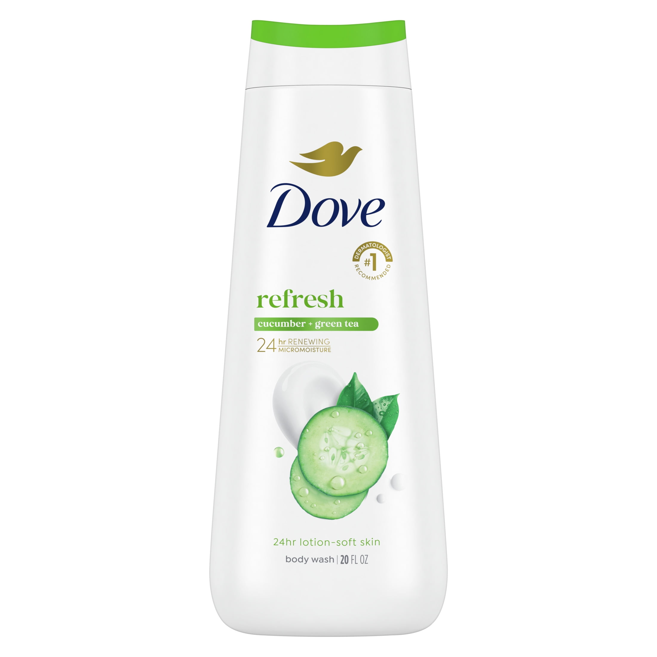 Dove Refreshing Cucumber and Green Tea Body Wash Moisturizing Skin Cleanser (Green, 3 Pack of 20 oz) qqjio