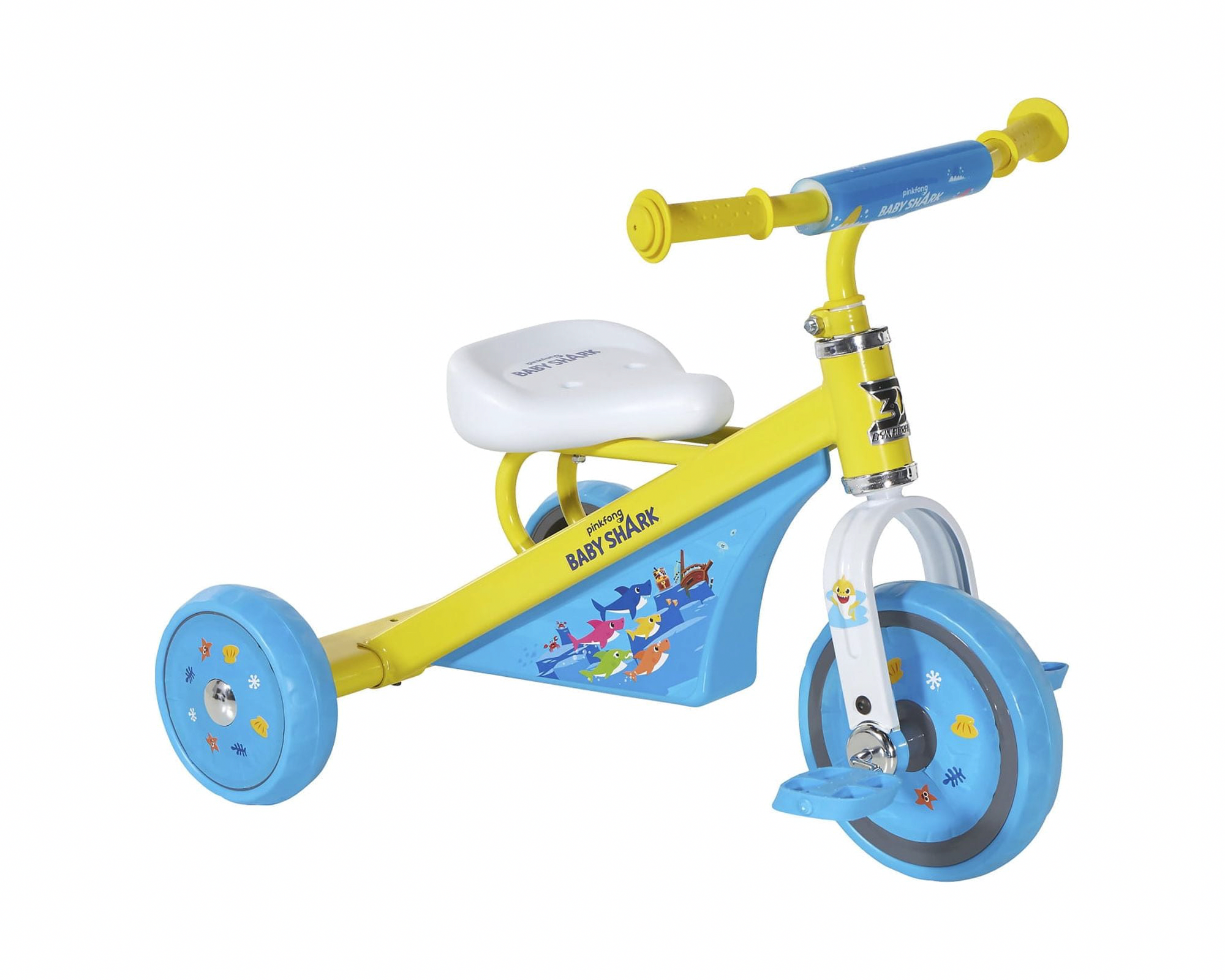 Baby Shark 10 in Toddler Tricycle with Sturdy Steel Frame (Yellow, 10 in) l15cb