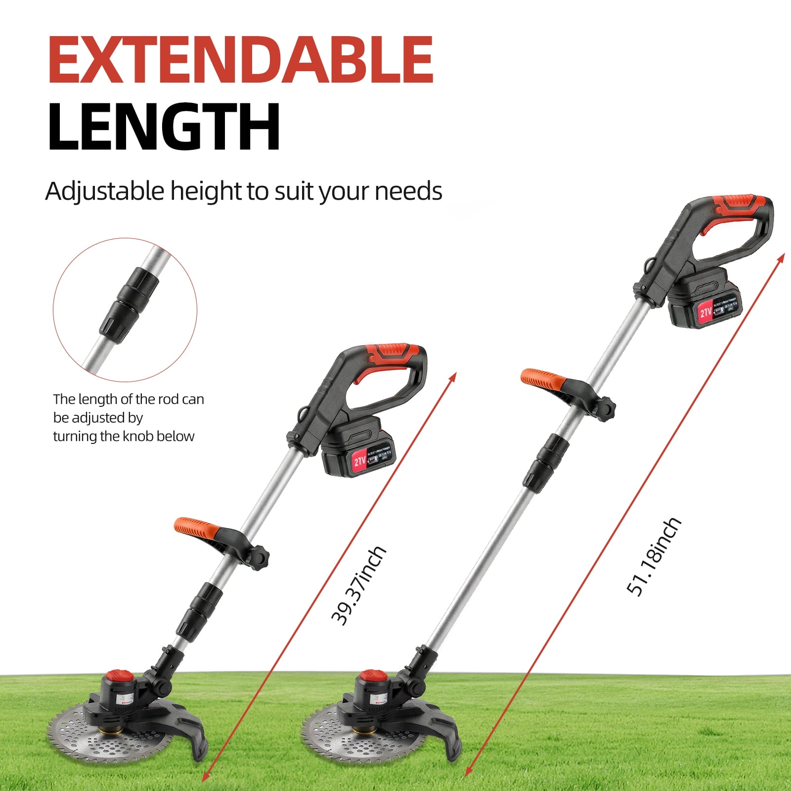 Paddsun Cordless Electric Weed Wacker, 21V Brushless Grass Trimmer & Edger with 2 Batteries (Red, 9 in) r85u8
