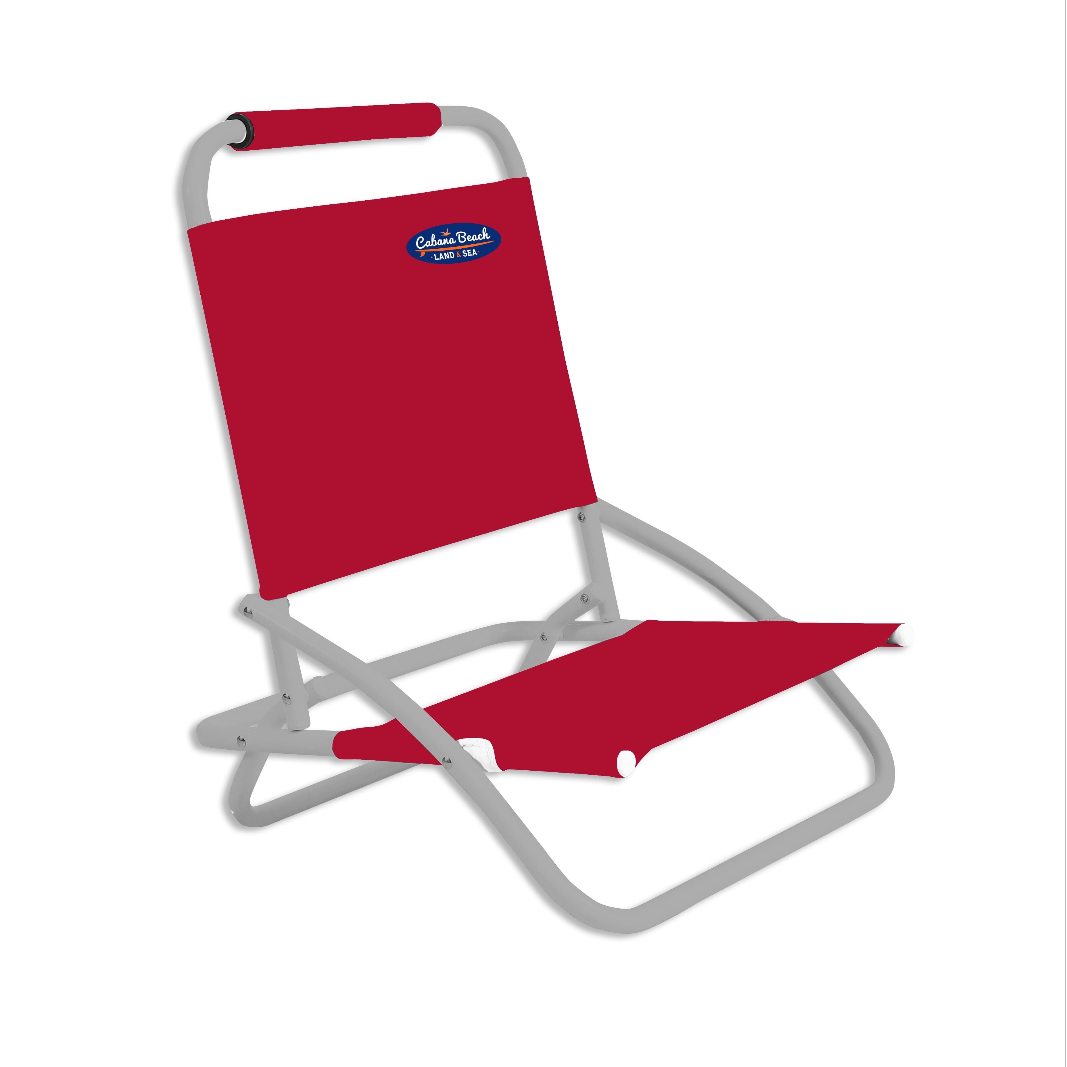 Cabana Life Low Sand Folding Beach Chair (Red, 24 in x 20 in) ymaaa