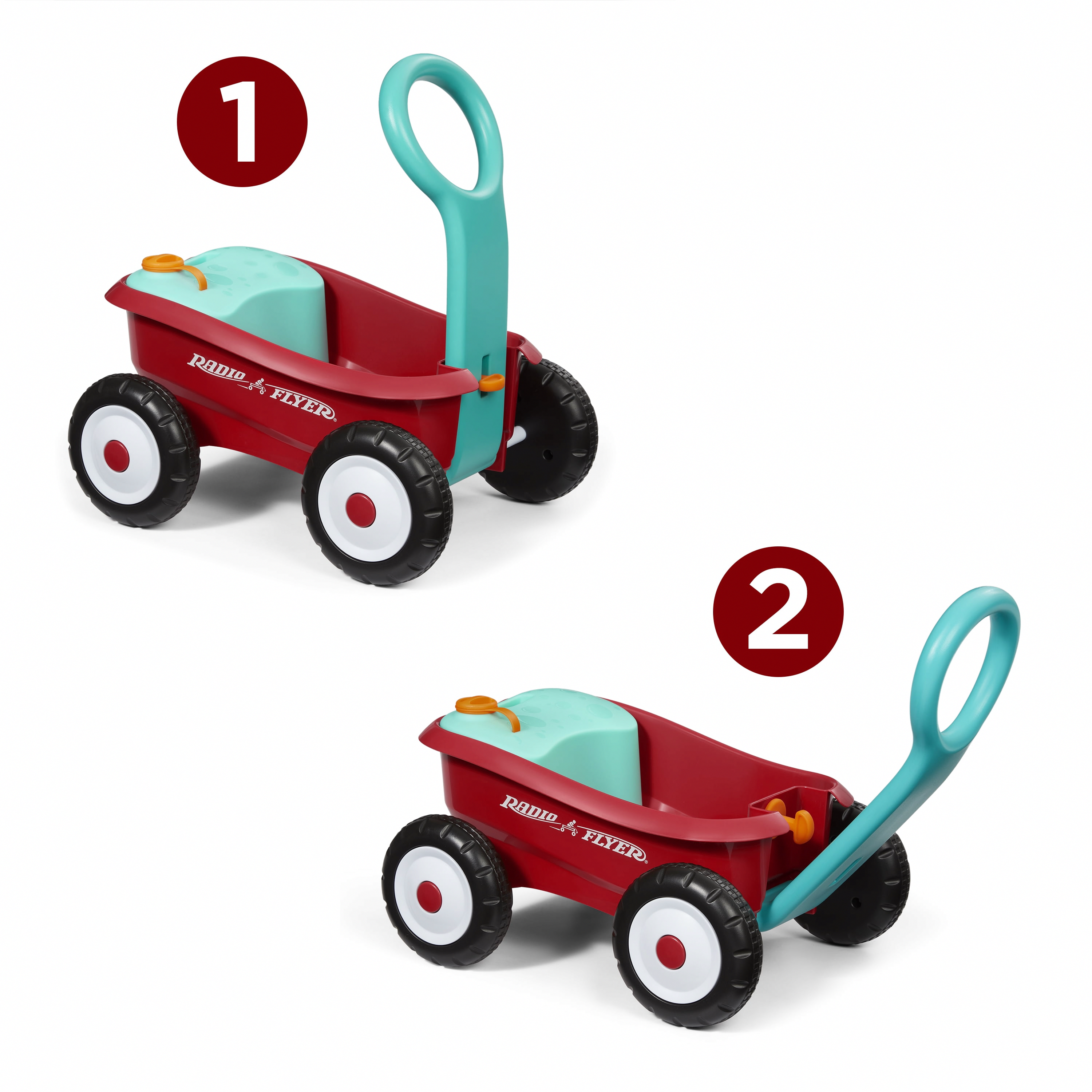 Radio Flyer Push & Pull Bubble Buddy Walker Wagon, Battery-Free Bubble Machine for Toddlers (Red, 4 fl oz) uc820
