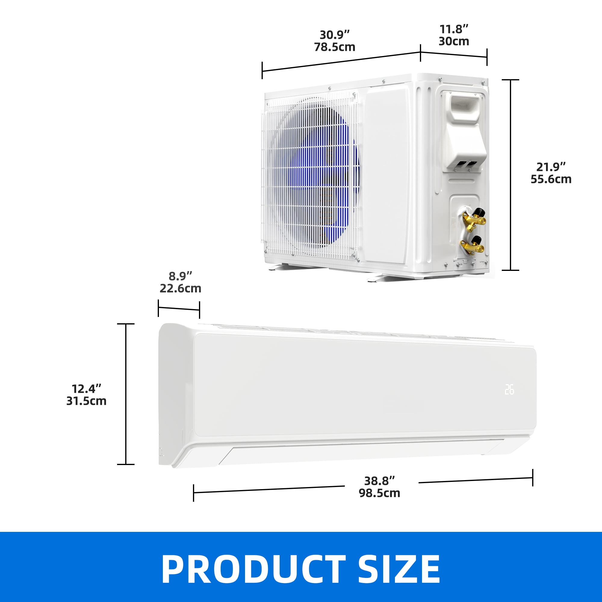 Dextrus 18000 BTU Mini Split Air Conditioner Heat Pump System, 21 SEER2 Ductless AC for 1250 Sq. Ft, WiFi Enabled with Alexa Compatibility (White) t77l1