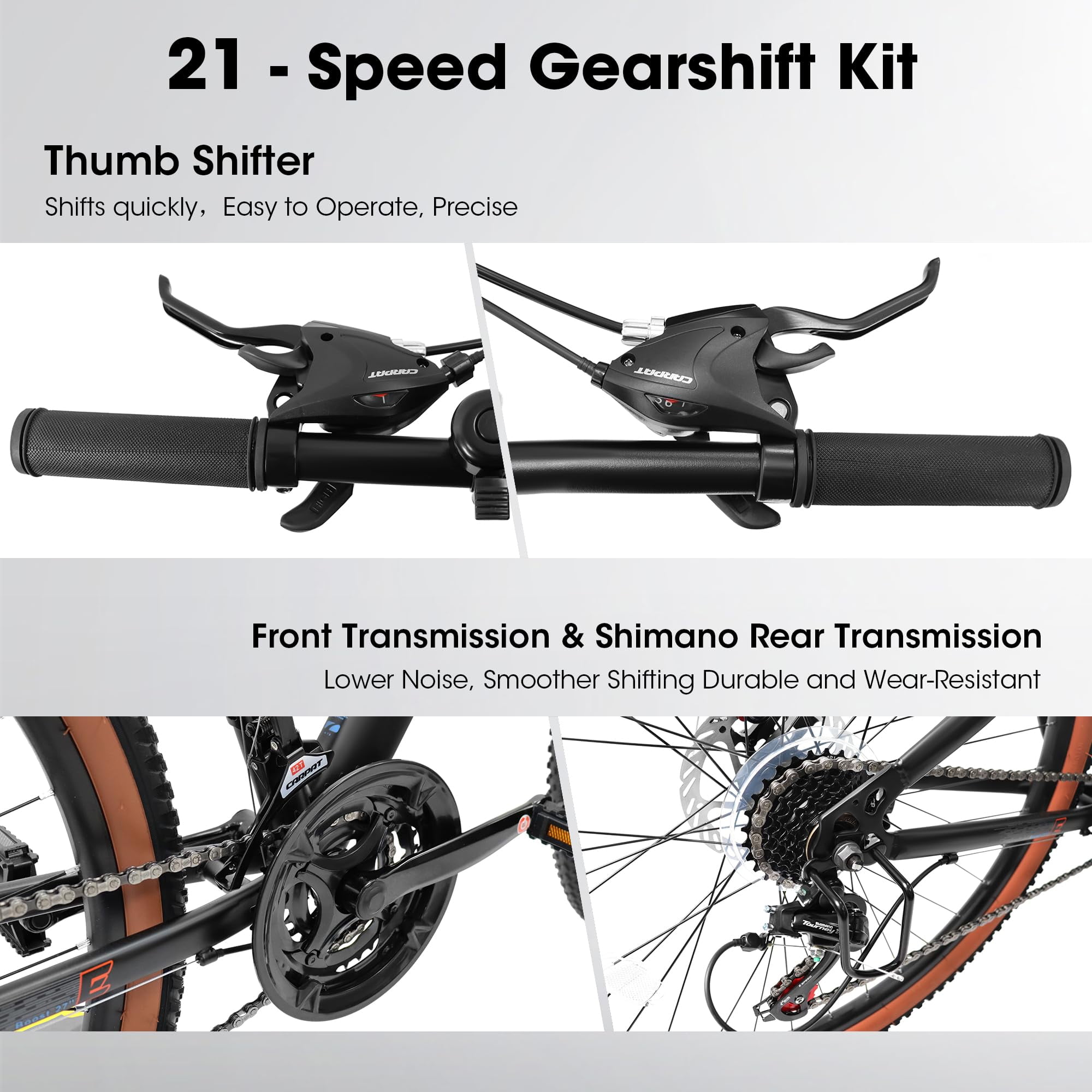 Harmie Mountain Bike, 21-Speed High Carbon Steel Frame with Front Suspension and Disc Brakes (Brown, 24 in) ujx48