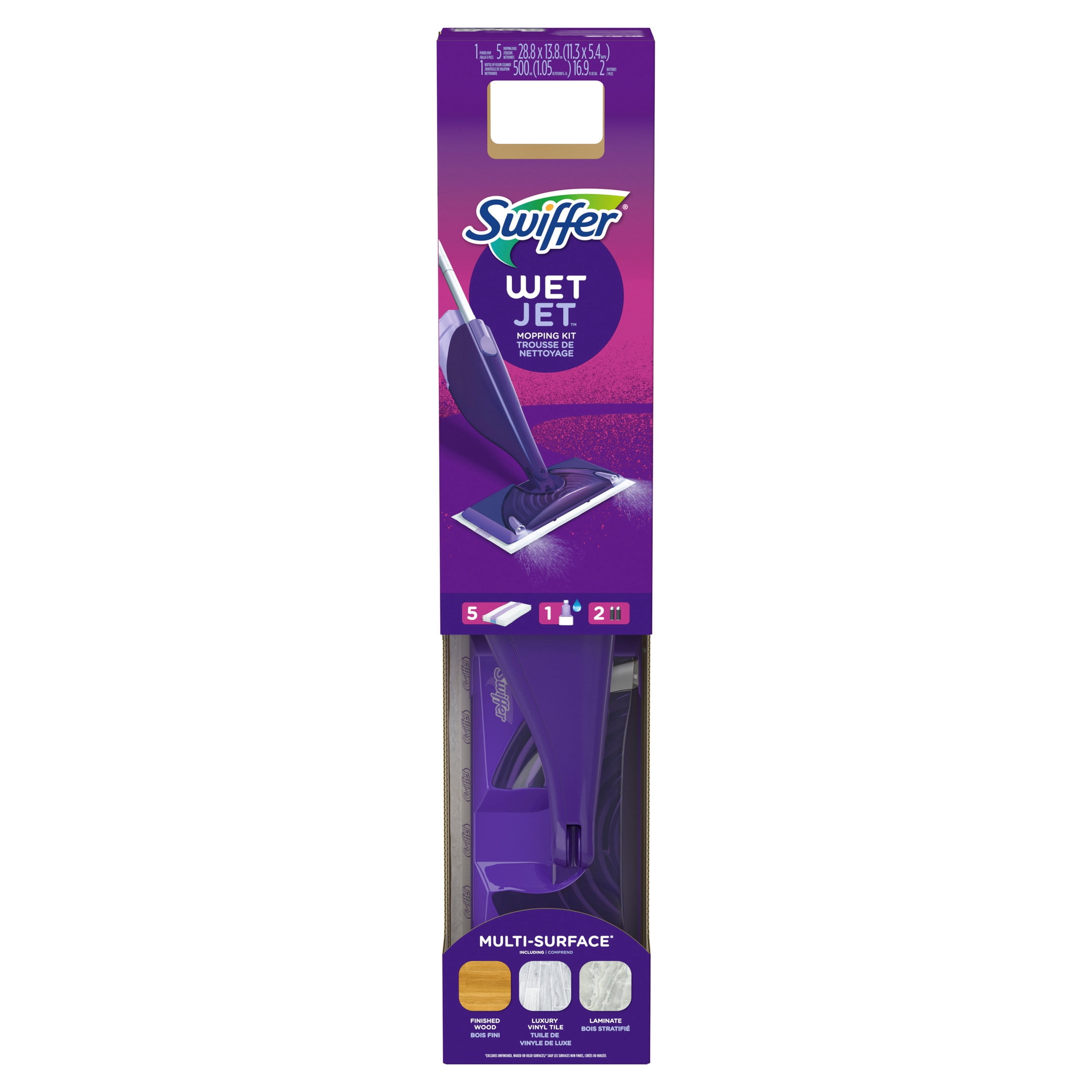 Swiffer WetJet Hardwood Floor Mop Starter Kit with Cleaning Solution and Pads (Unscented, 7-Piece Set) 892ey