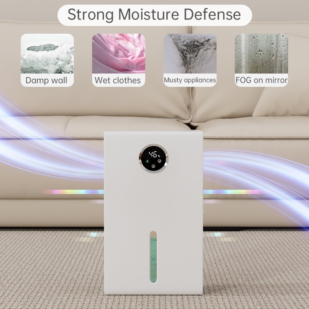 Topteng Dehumidifier for Home, Quiet Portable Air Dryer with LED Touch Screen and 7-Color Ambient Light (White, 120 oz) iqgjl